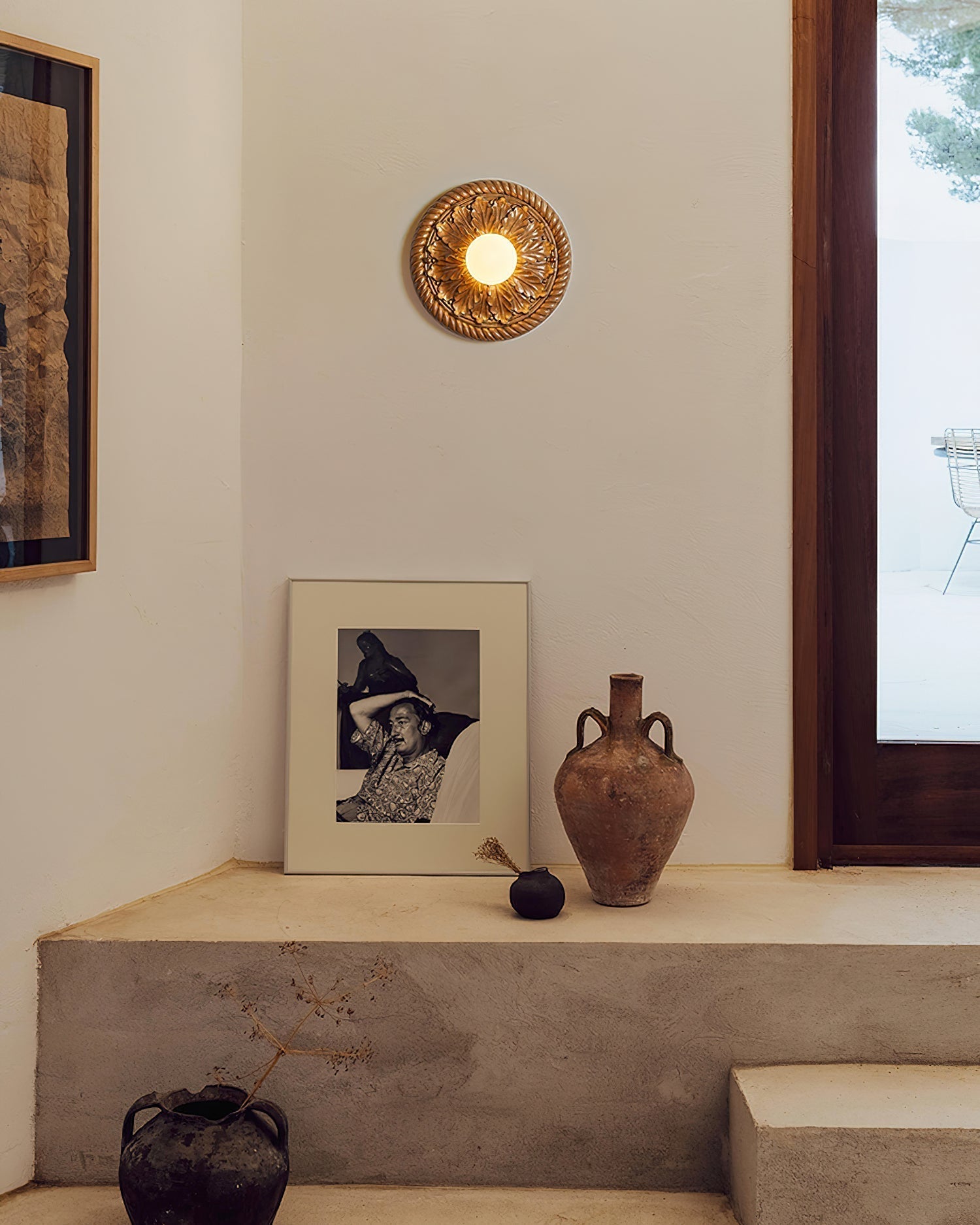 Sira Vintage Carved Wood Flush Mount Ceiling Light-Neutral Decor