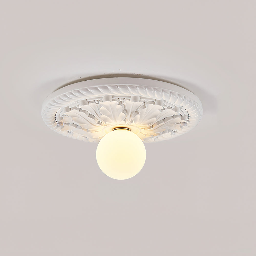 Sira Vintage Carved Wood Flush Mount Ceiling Light-Neutral Decor