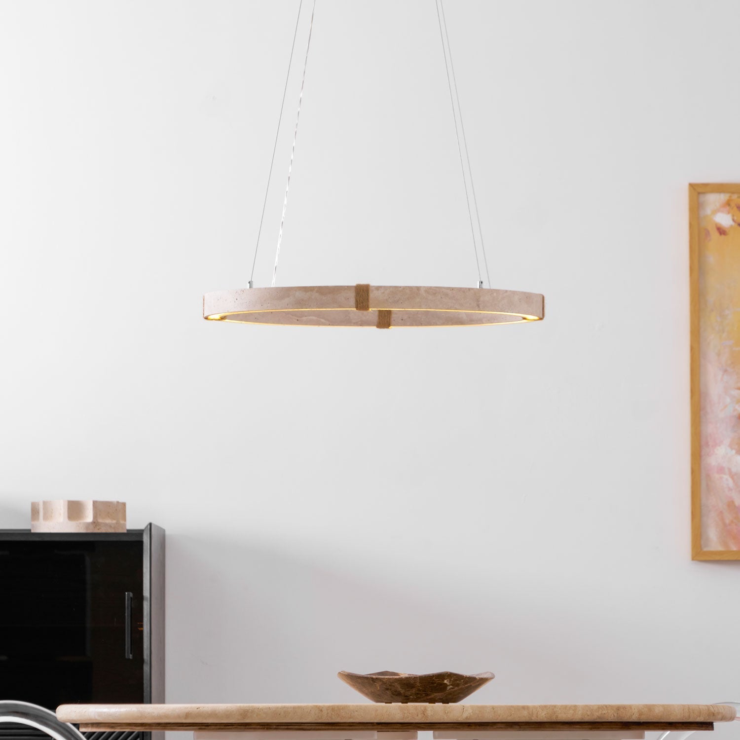 Alsilis Travertine Chandelier-Neutral Decor