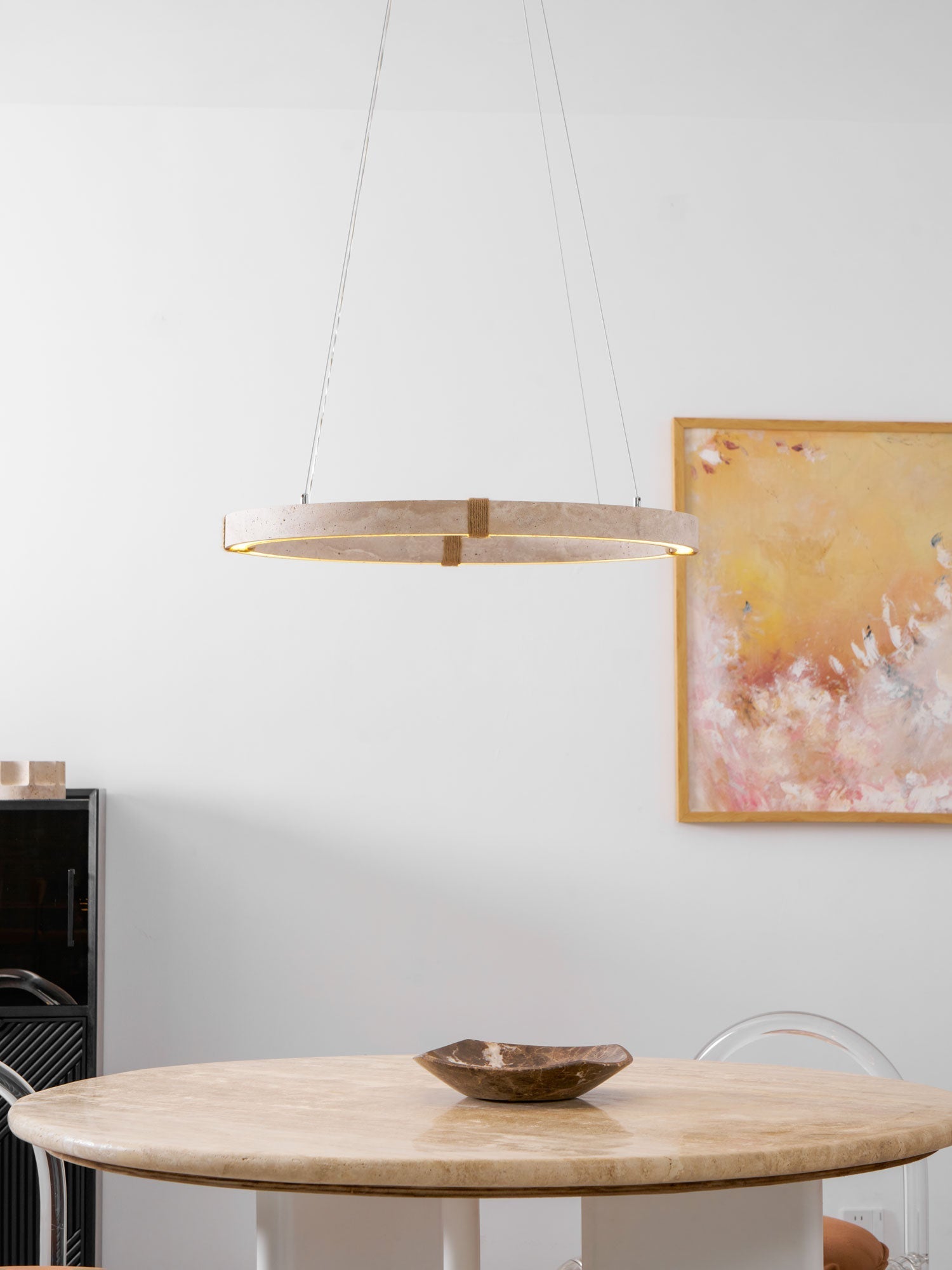 Alsilis Travertine Chandelier-Neutral Decor