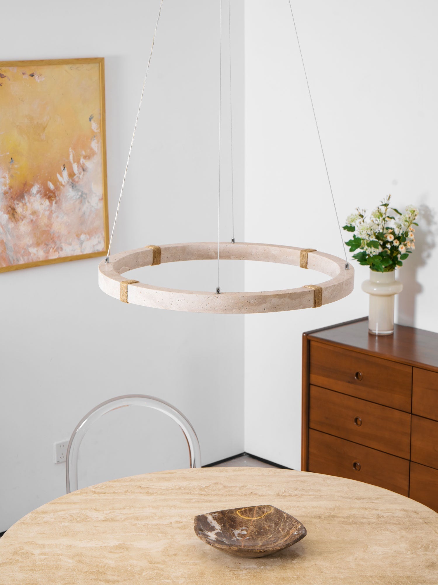 Alsilis Travertine Chandelier-Neutral Decor