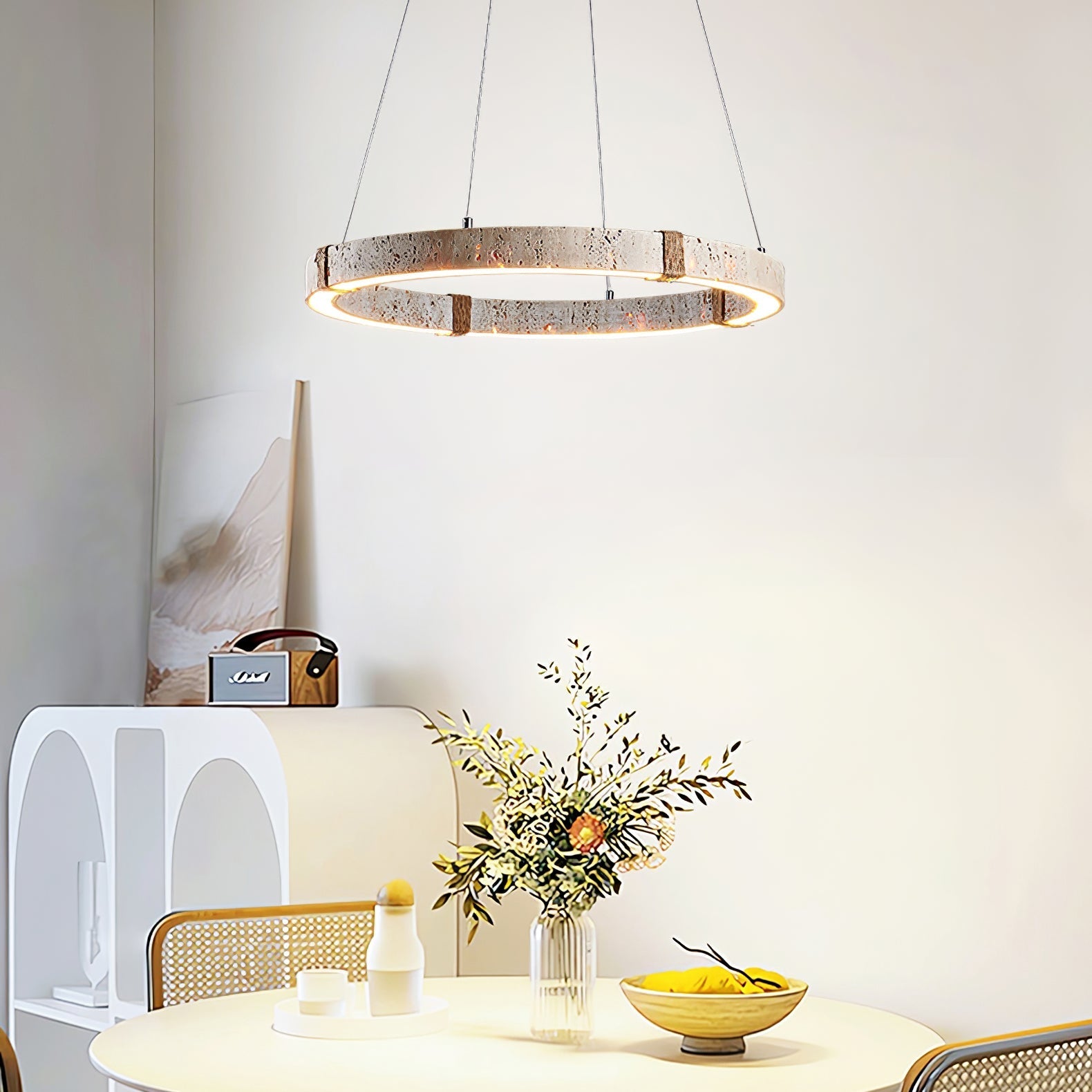 Alsilis Travertine Chandelier-Neutral Decor