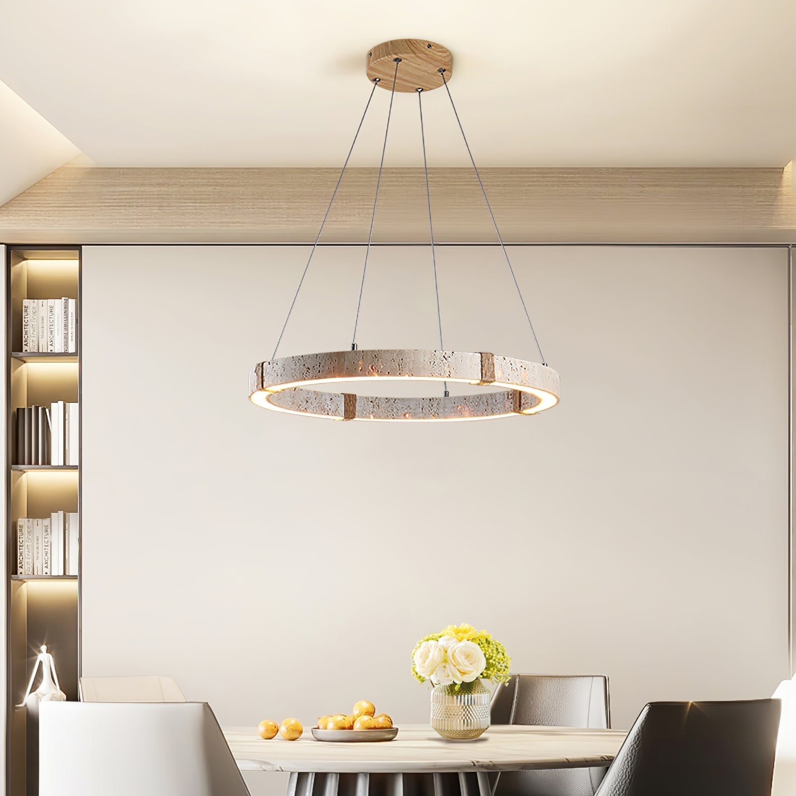 Alsilis Travertine Chandelier-Neutral Decor
