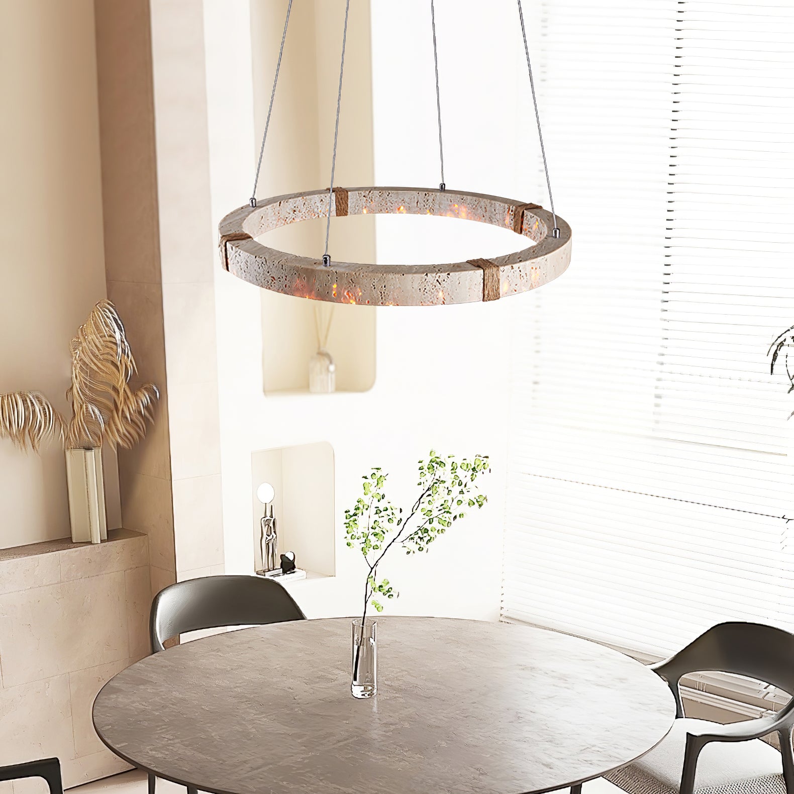 Alsilis Travertine Chandelier-Neutral Decor