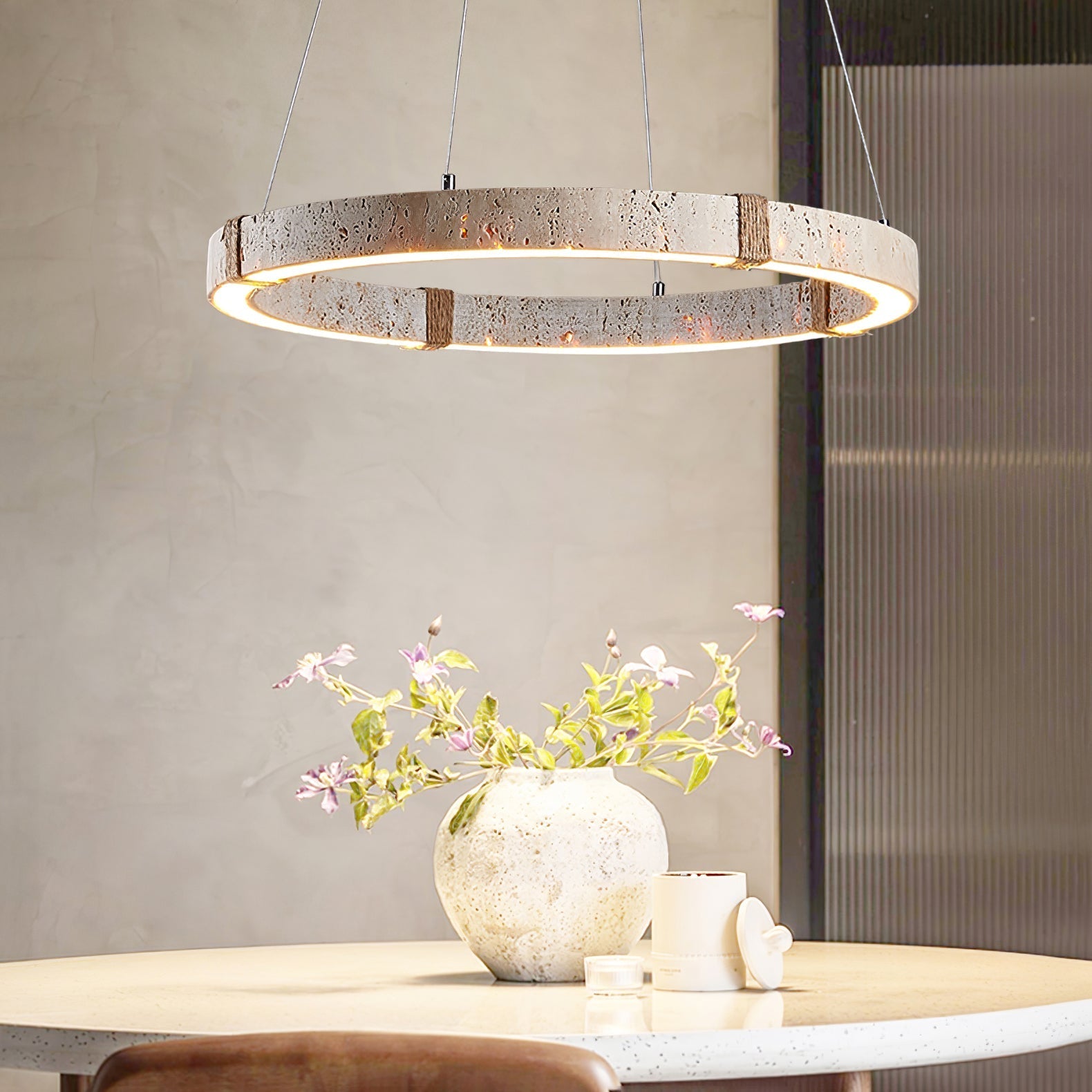 Alsilis Travertine Chandelier-Neutral Decor