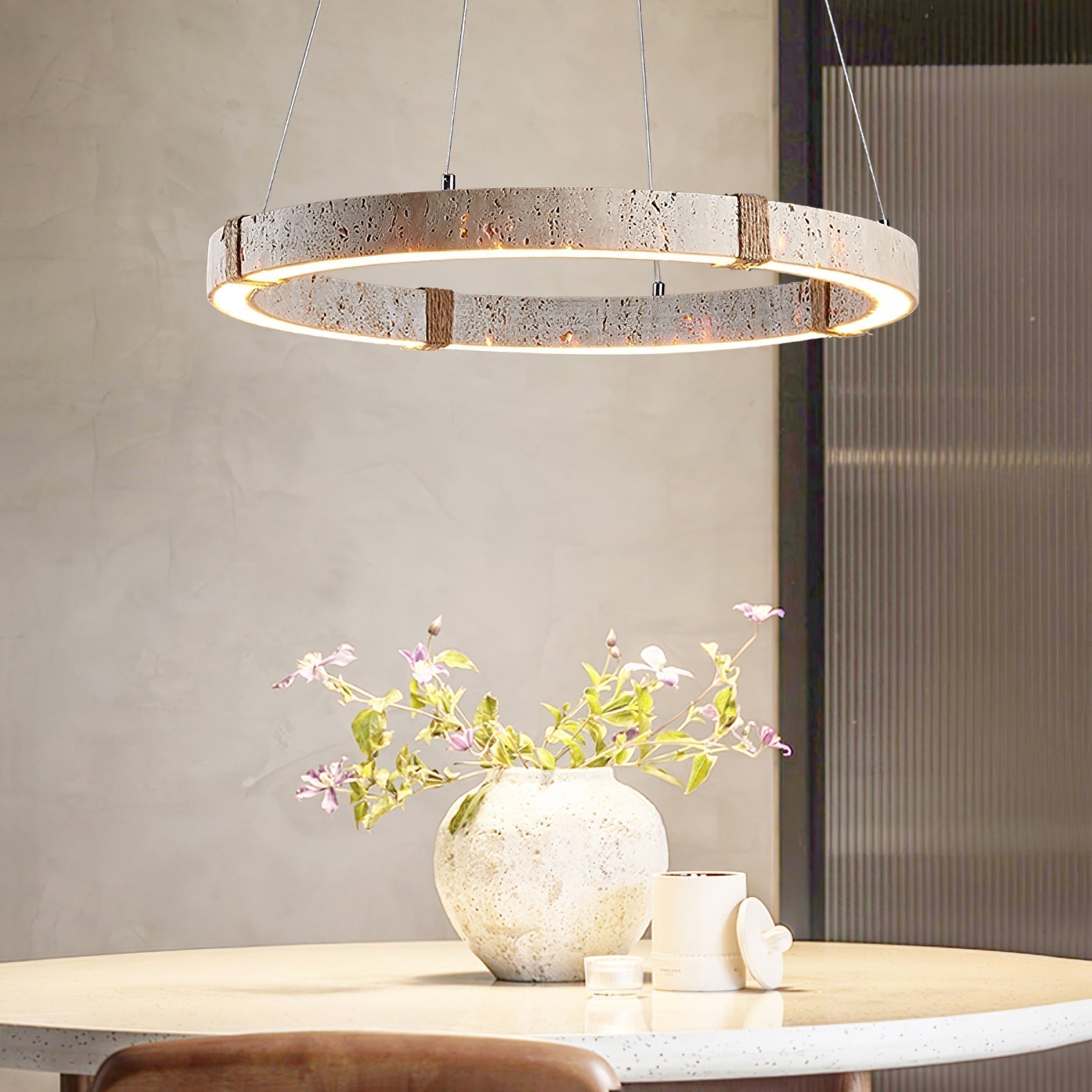 Ritta Ring Travertine Pendant Light - Neutralighting