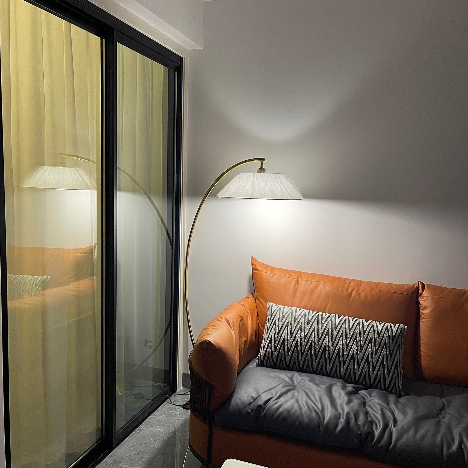 Veradin Steel Fabric Floor Lamp-Neutral Decor
