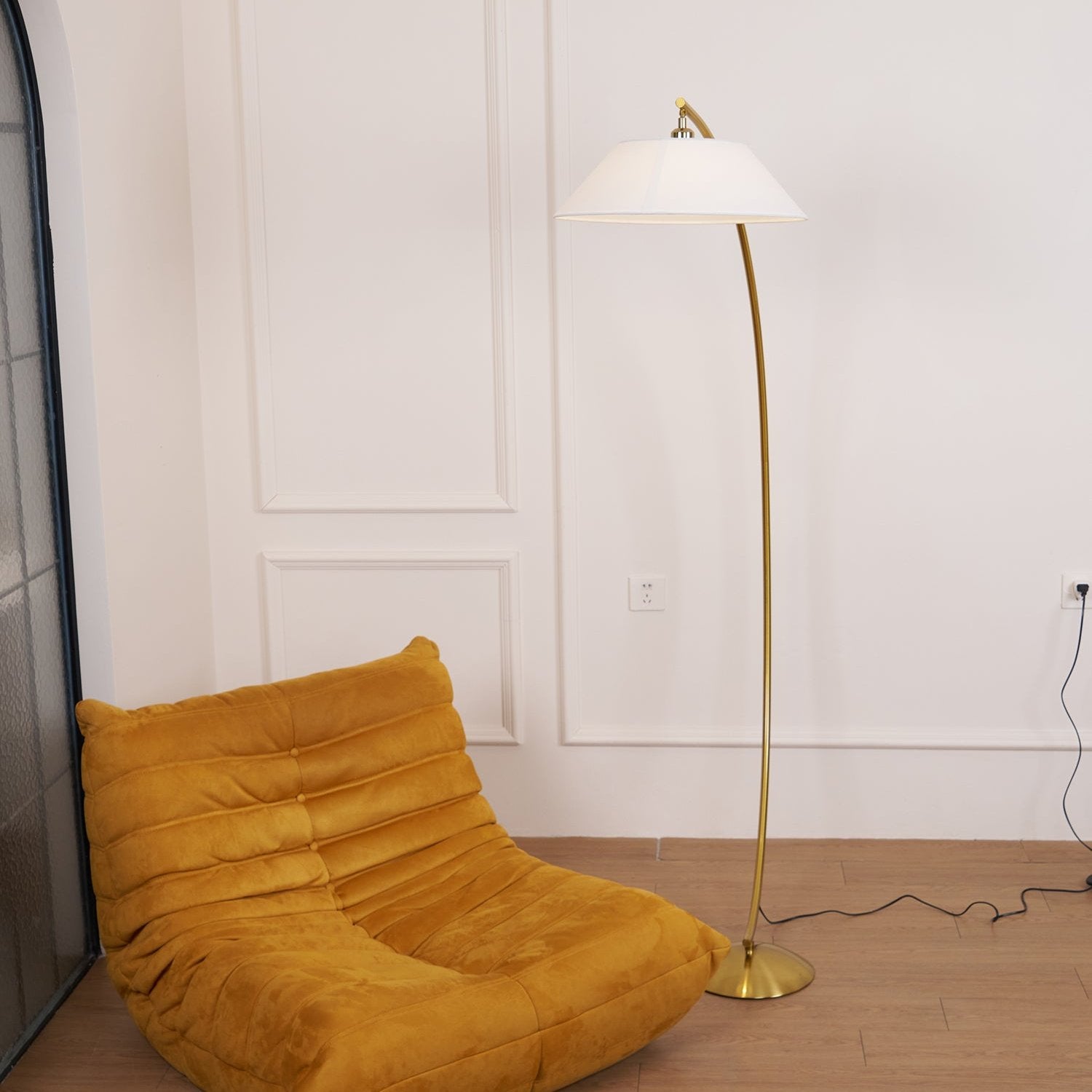 Veradin Steel Fabric Floor Lamp-Neutral Decor