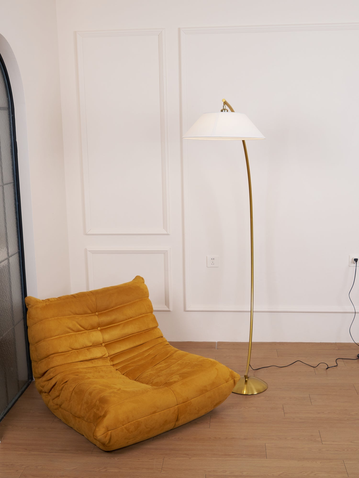 Veradin Steel Fabric Floor Lamp-Neutral Decor