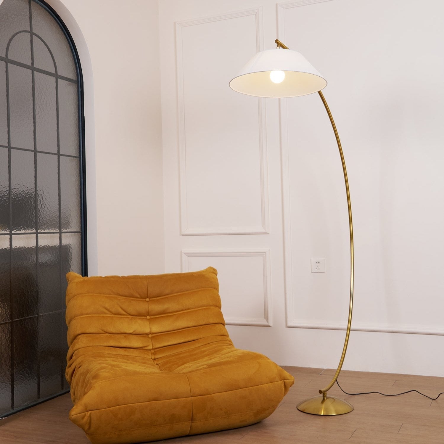 Veradin Steel Fabric Floor Lamp-Neutral Decor