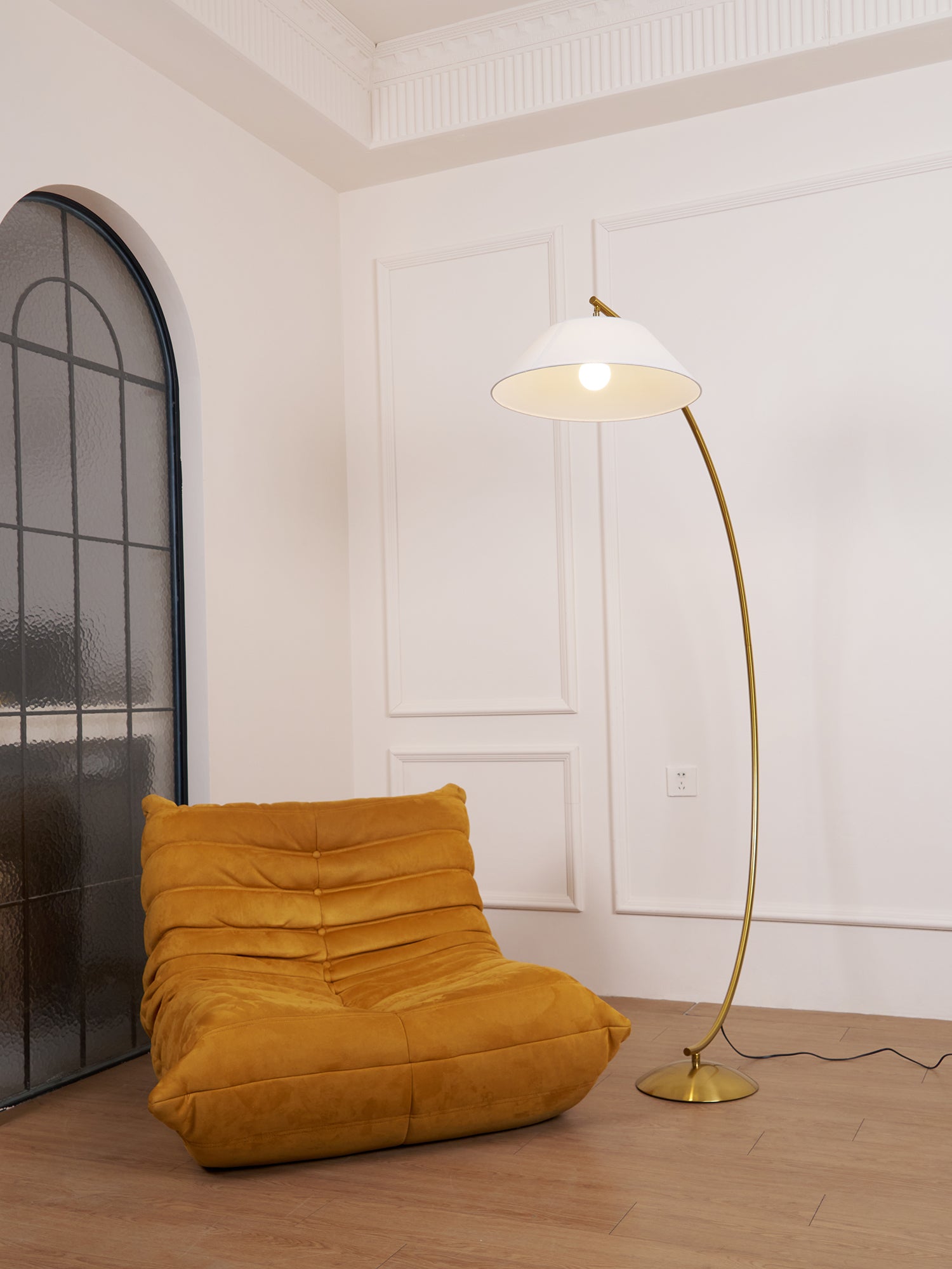 Veradin Steel Fabric Floor Lamp-Neutral Decor
