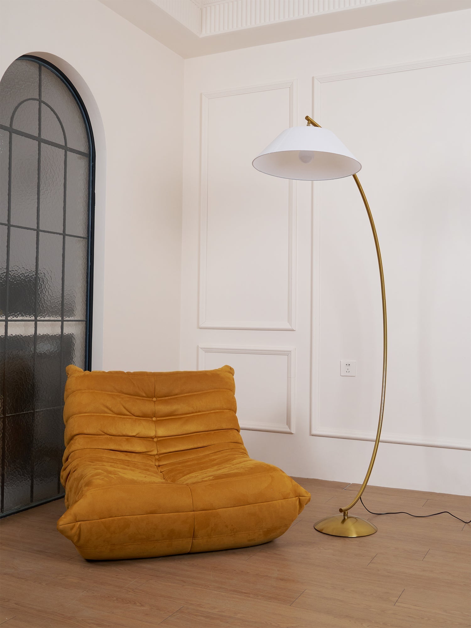 Veradin Steel Fabric Floor Lamp-Neutral Decor