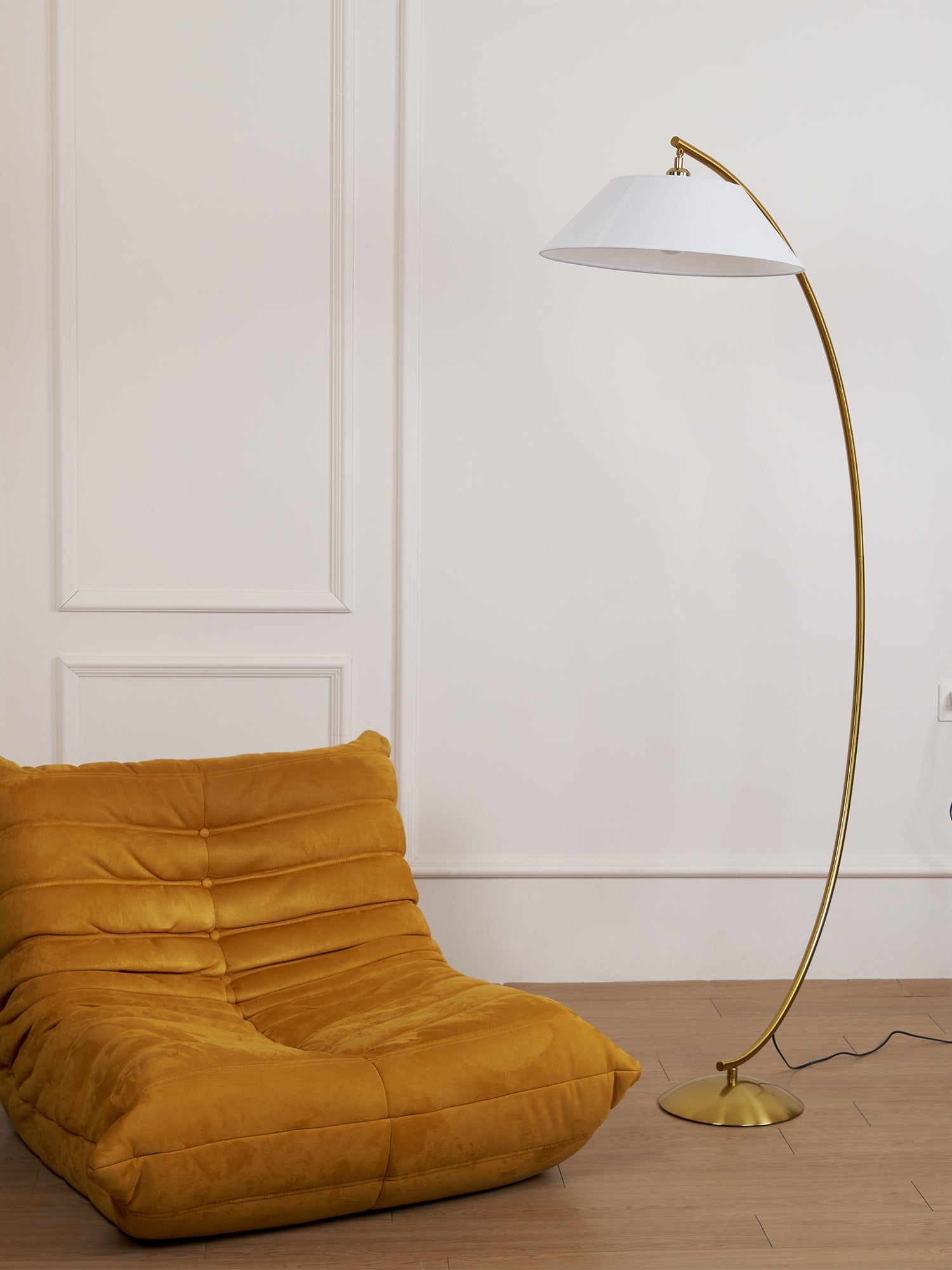 Veradin Steel Fabric Floor Lamp-Neutral Decor