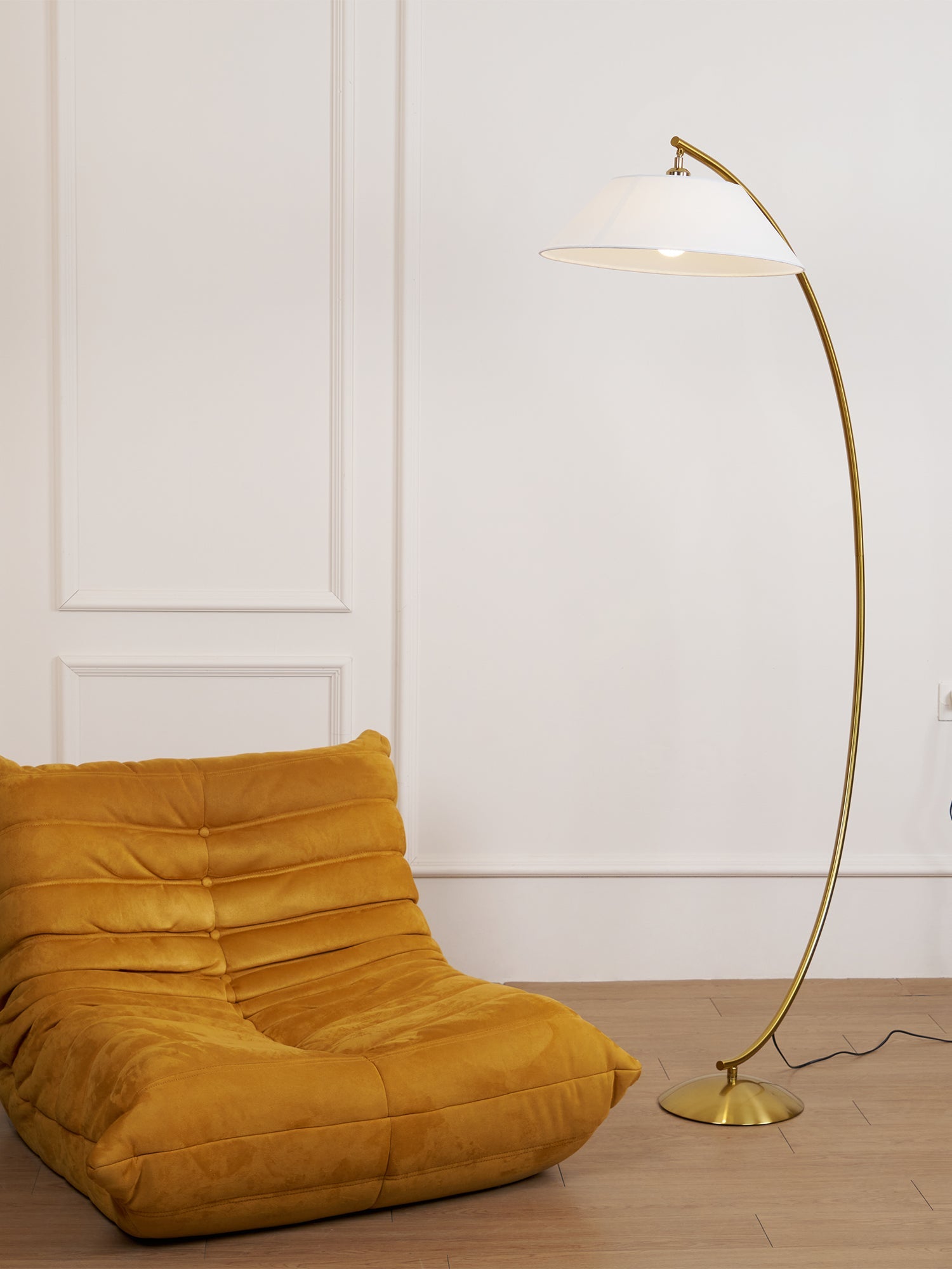 Veradin Steel Fabric Floor Lamp-Neutral Decor