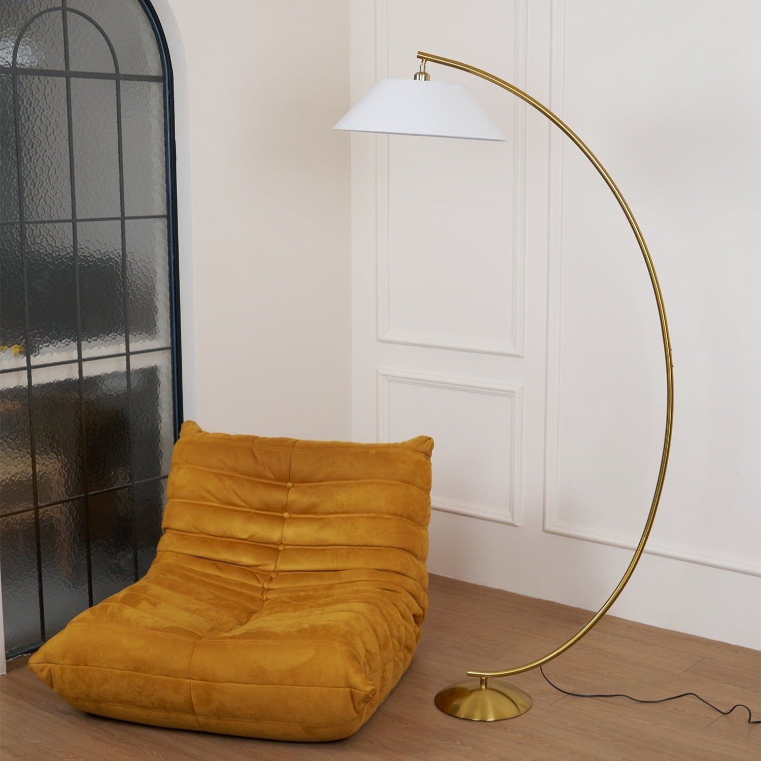Veradin Steel Fabric Floor Lamp-Neutral Decor