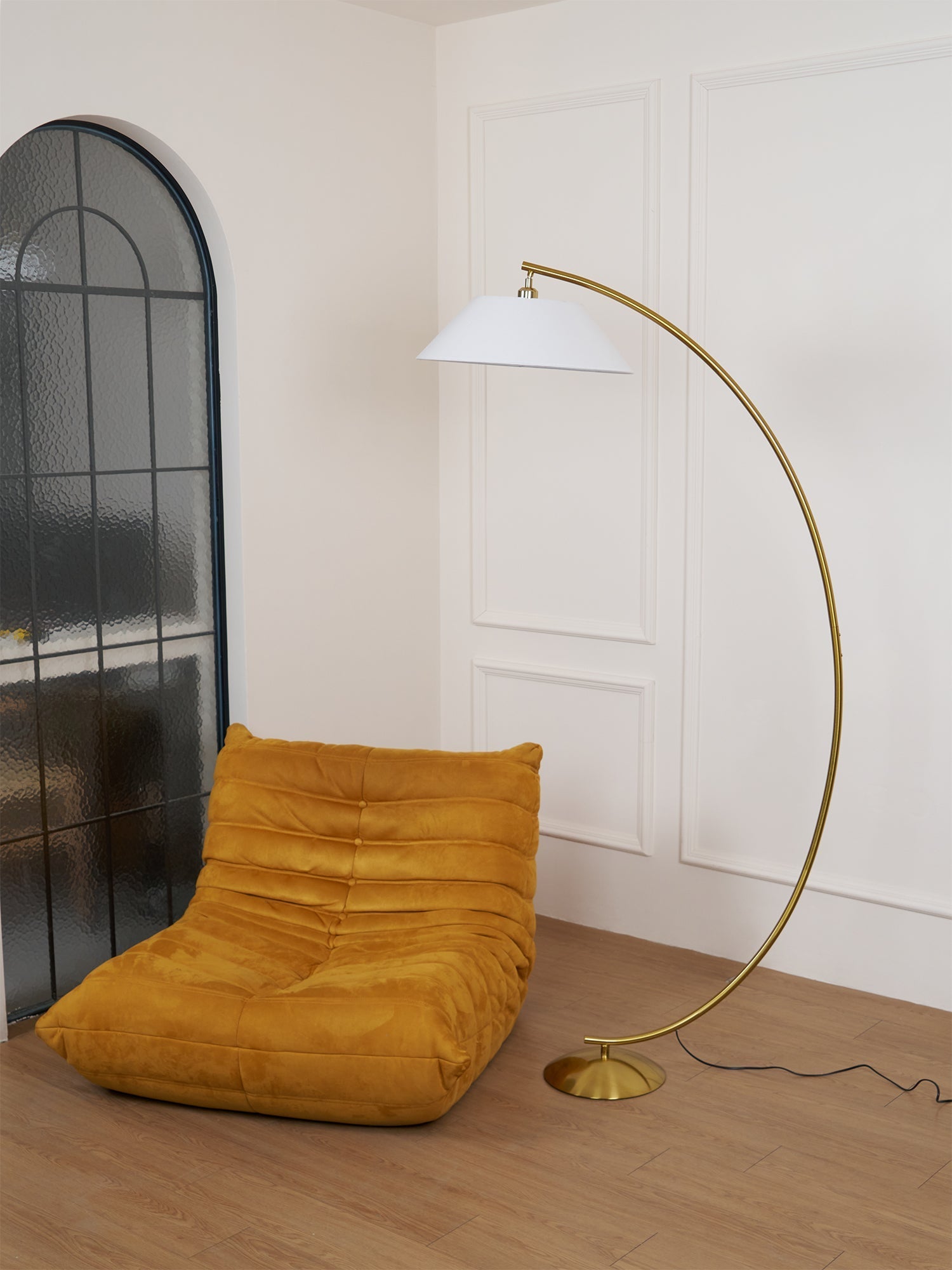 Veradin Steel Fabric Floor Lamp-Neutral Decor