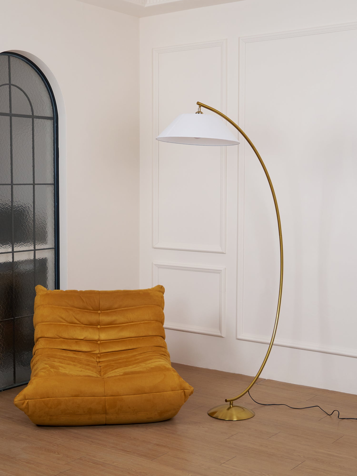 Veradin Steel Fabric Floor Lamp-Neutral Decor