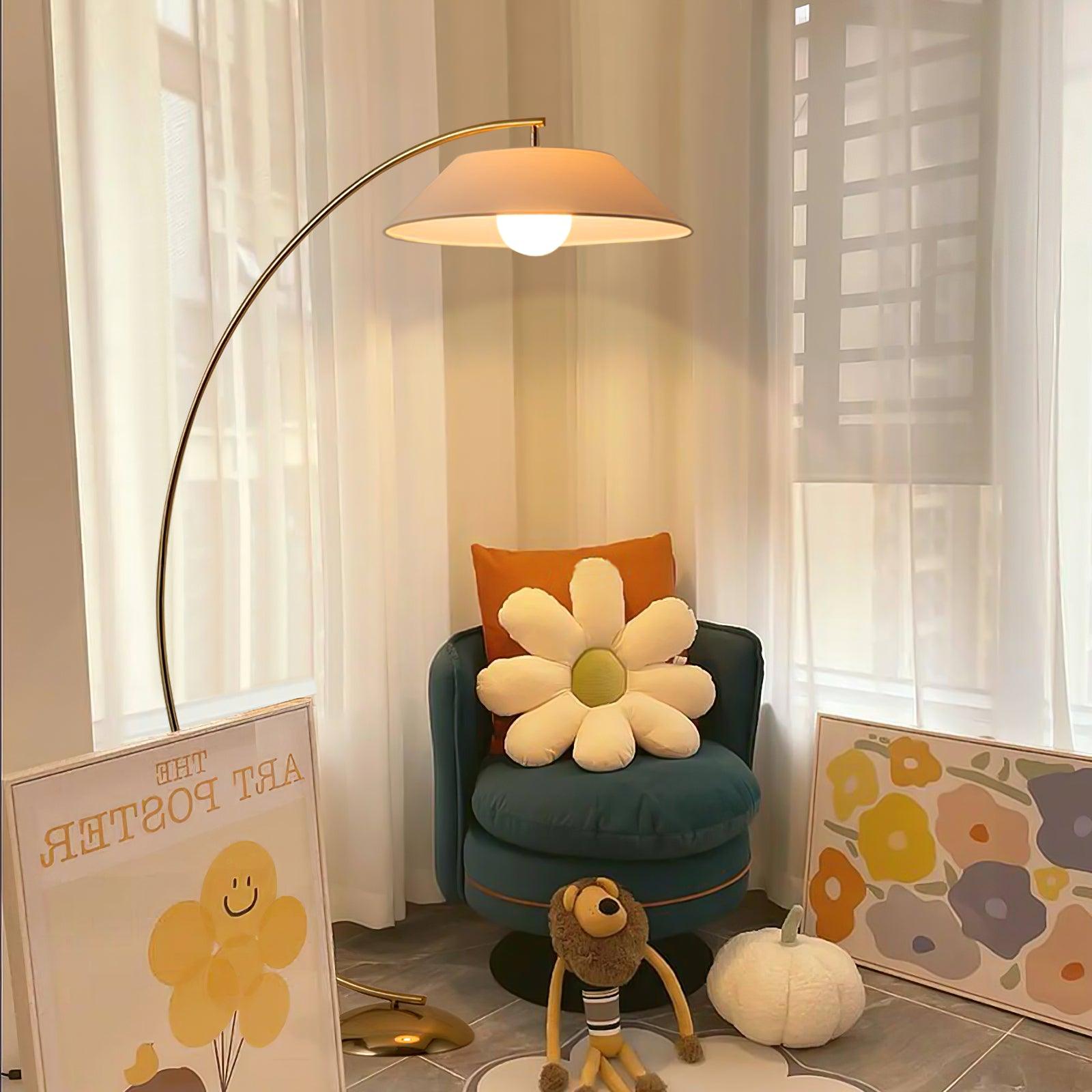 Veradin Steel Fabric Floor Lamp-Neutral Decor