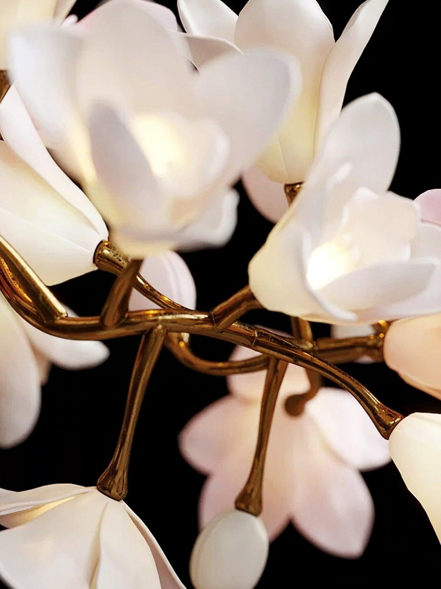 Elemu Chandelier Brass Ceramic Blossom-Neutral Decor