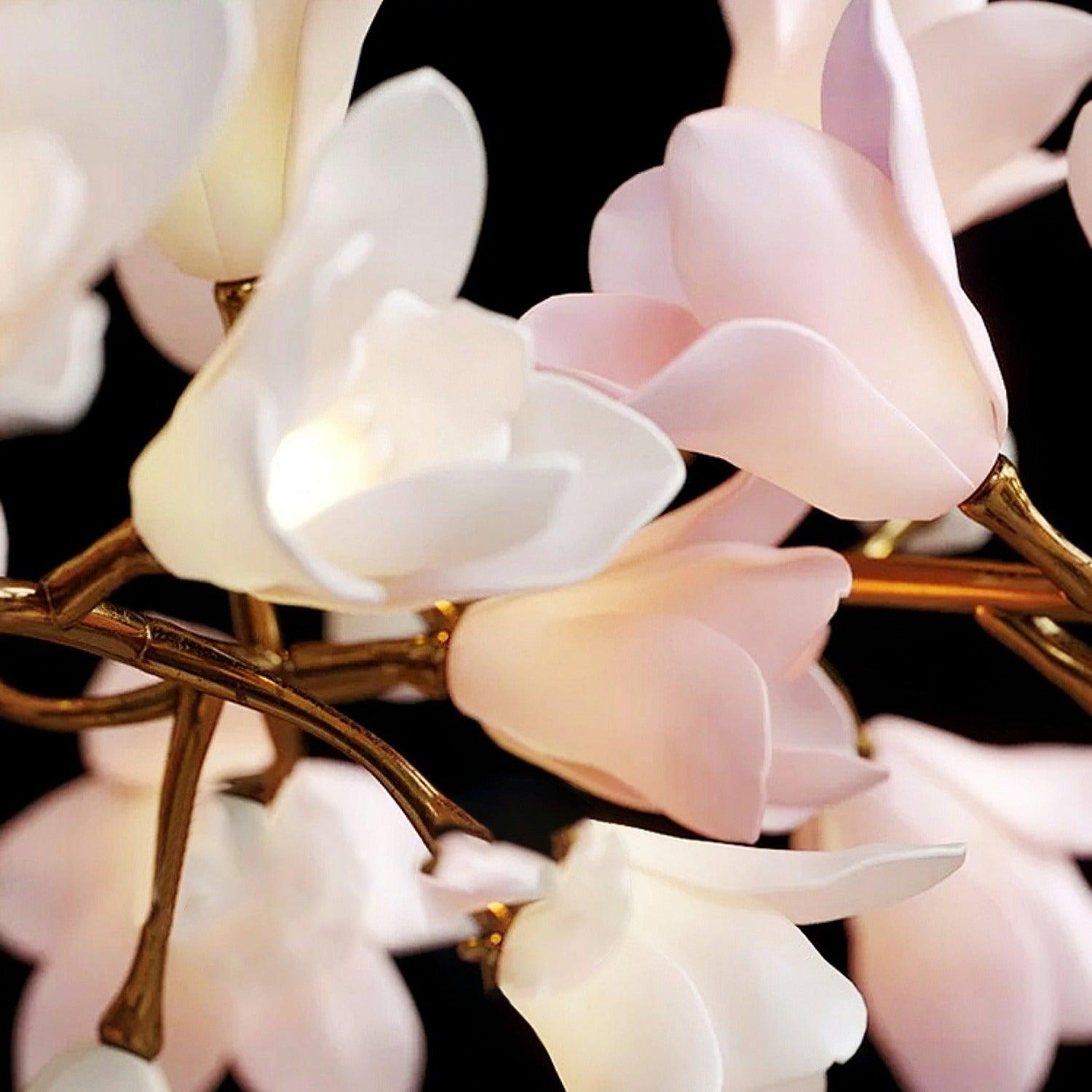 Elemu Chandelier Brass Ceramic Blossom-Neutral Decor