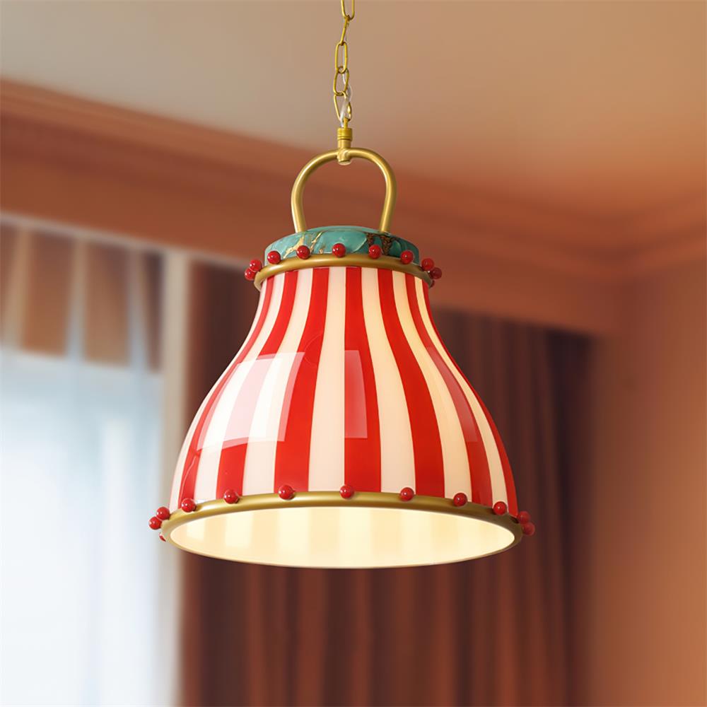 Red and white stripes Glass Pendant Lamp