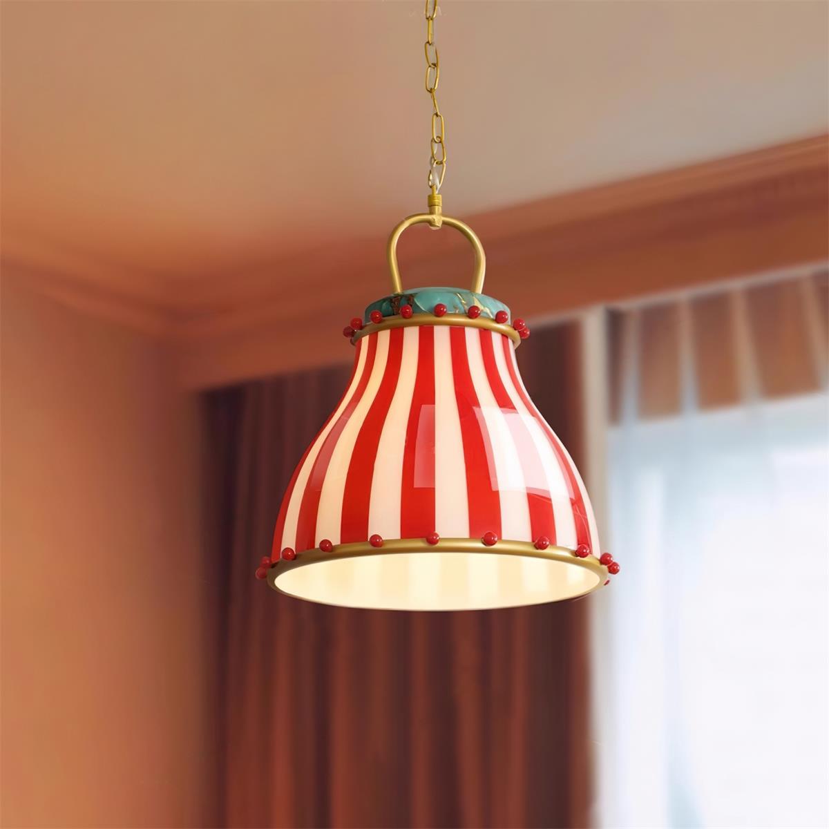 Red and white stripes Glass Pendant Lamp