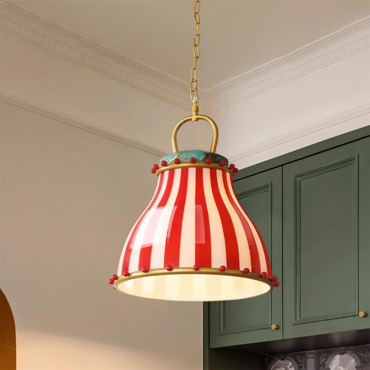 Red and white stripes Glass Pendant Lamp