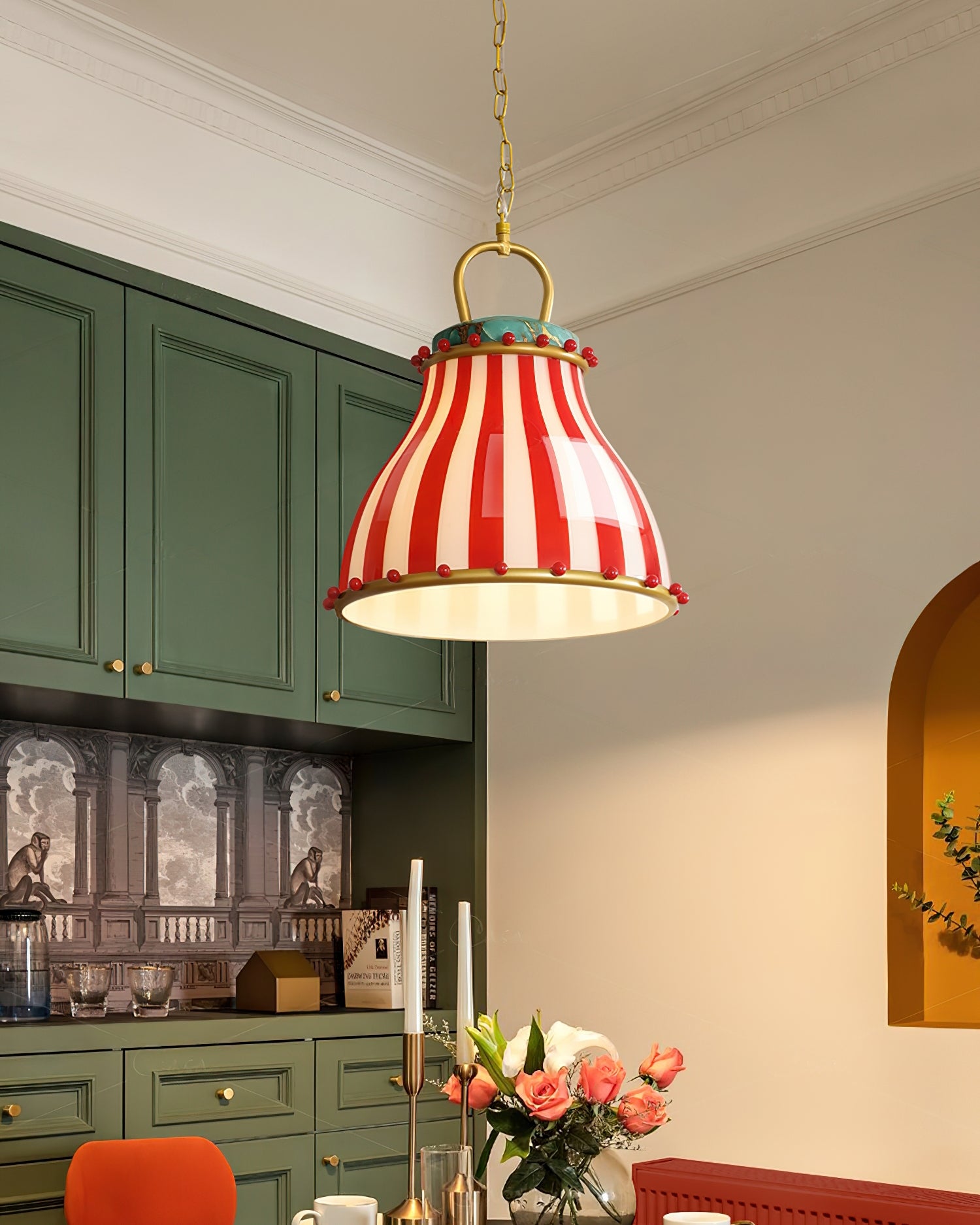 Red and white stripes Glass Pendant Lamp