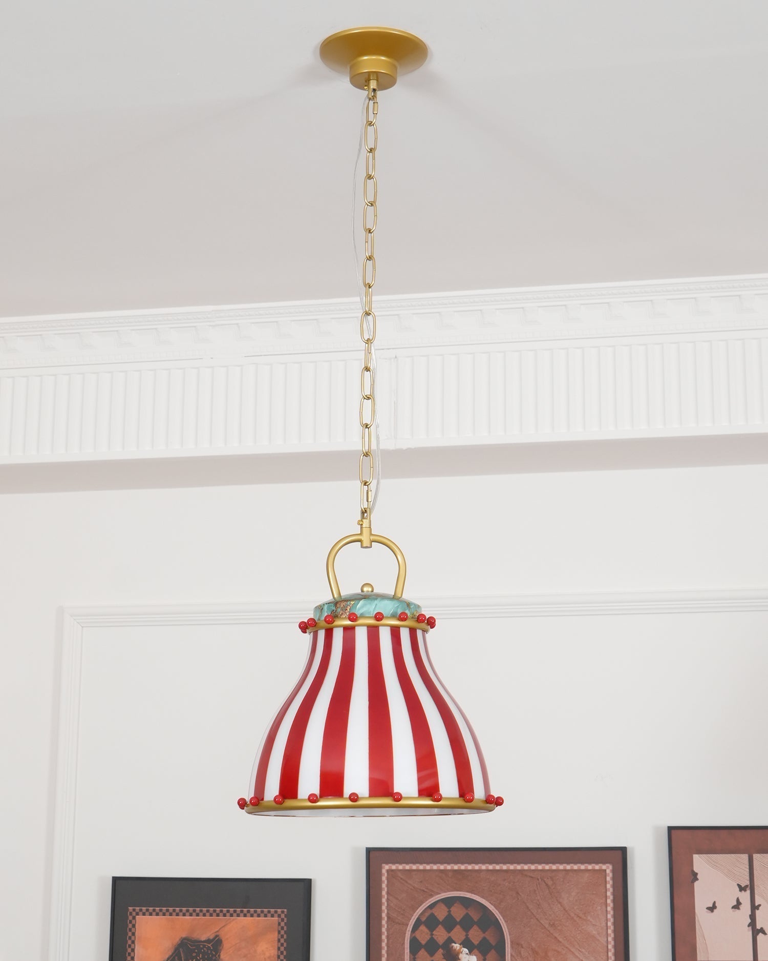 Red and white stripes Glass Pendant Lamp