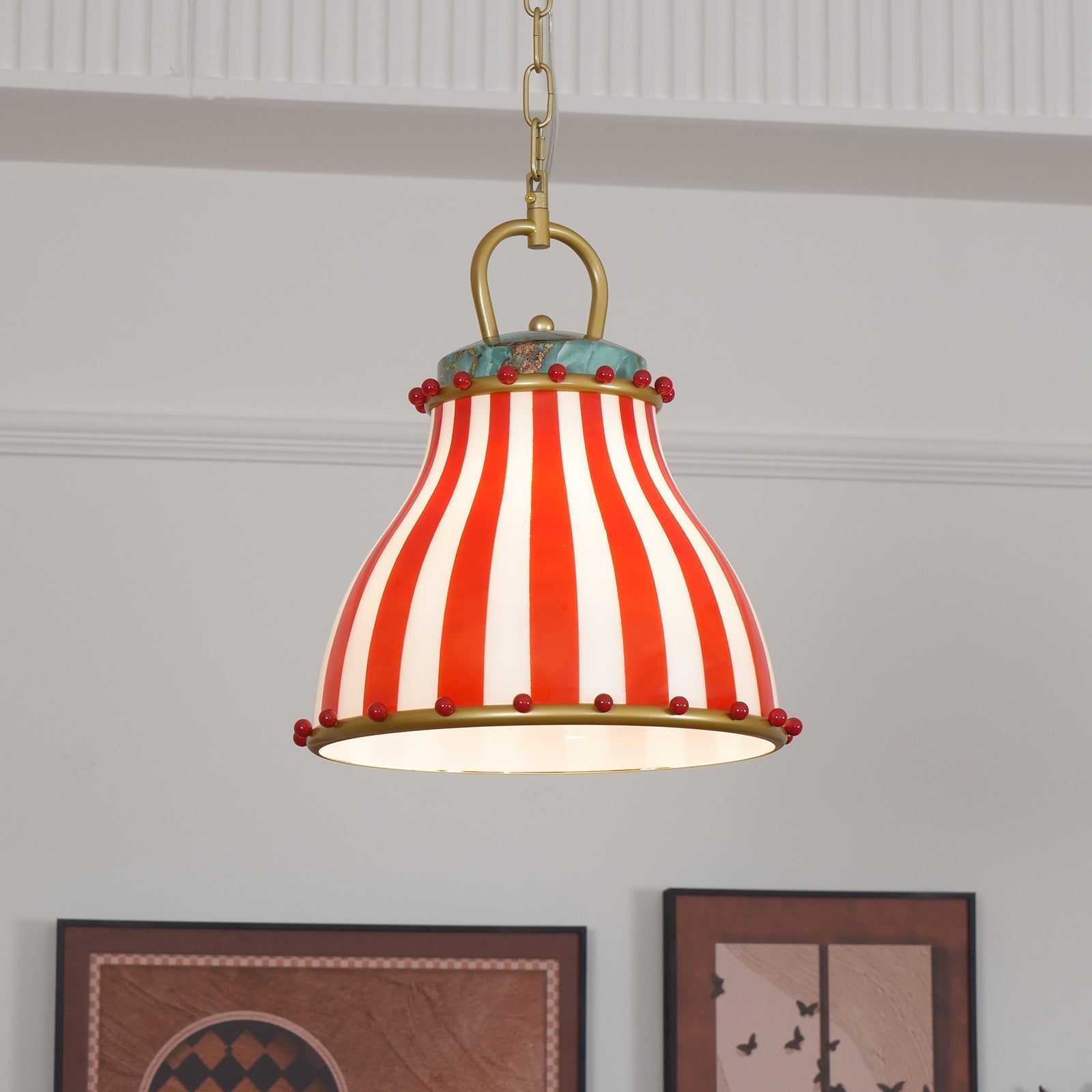 Red and white stripes Glass Pendant Lamp
