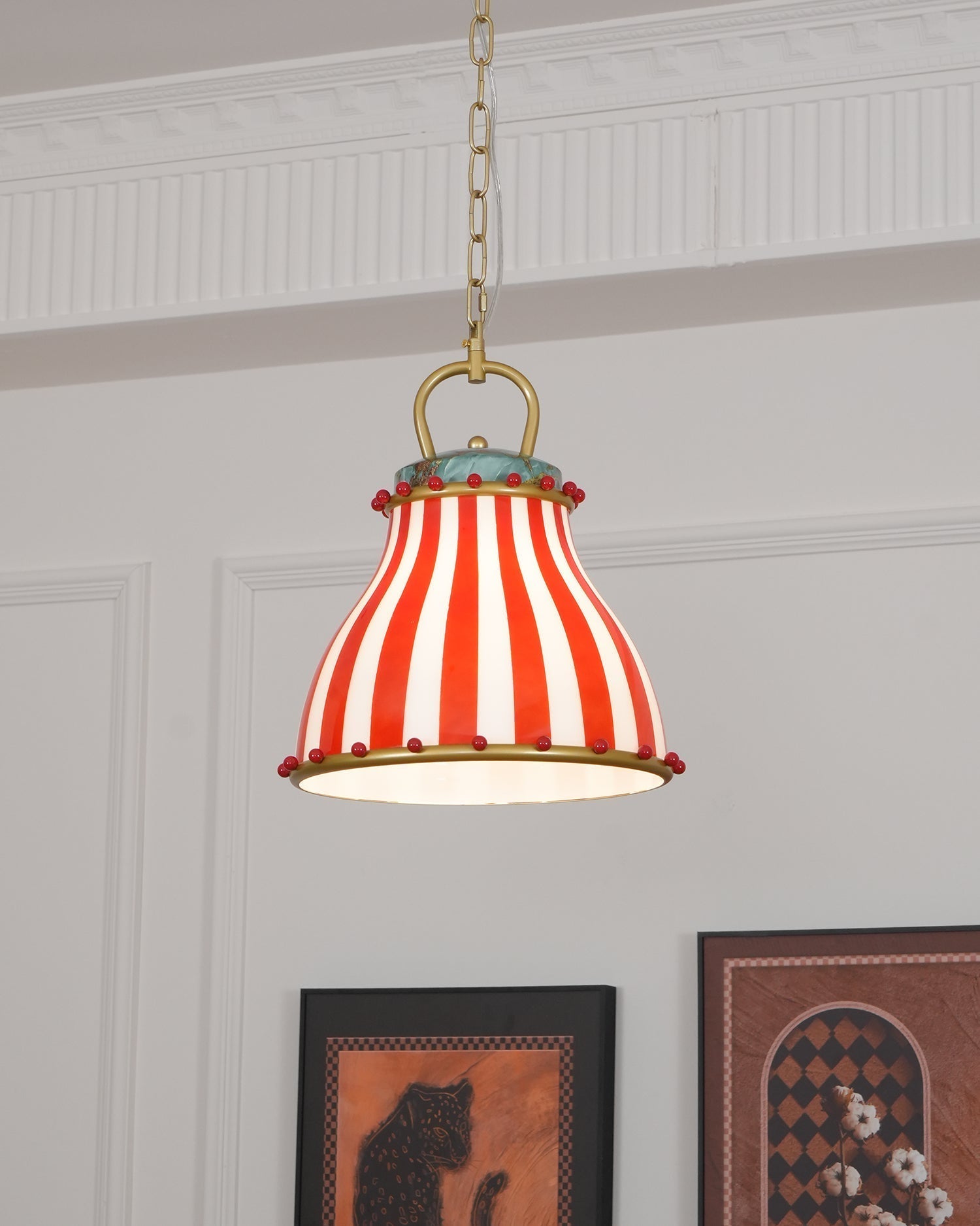 Red and white stripes Glass Pendant Lamp