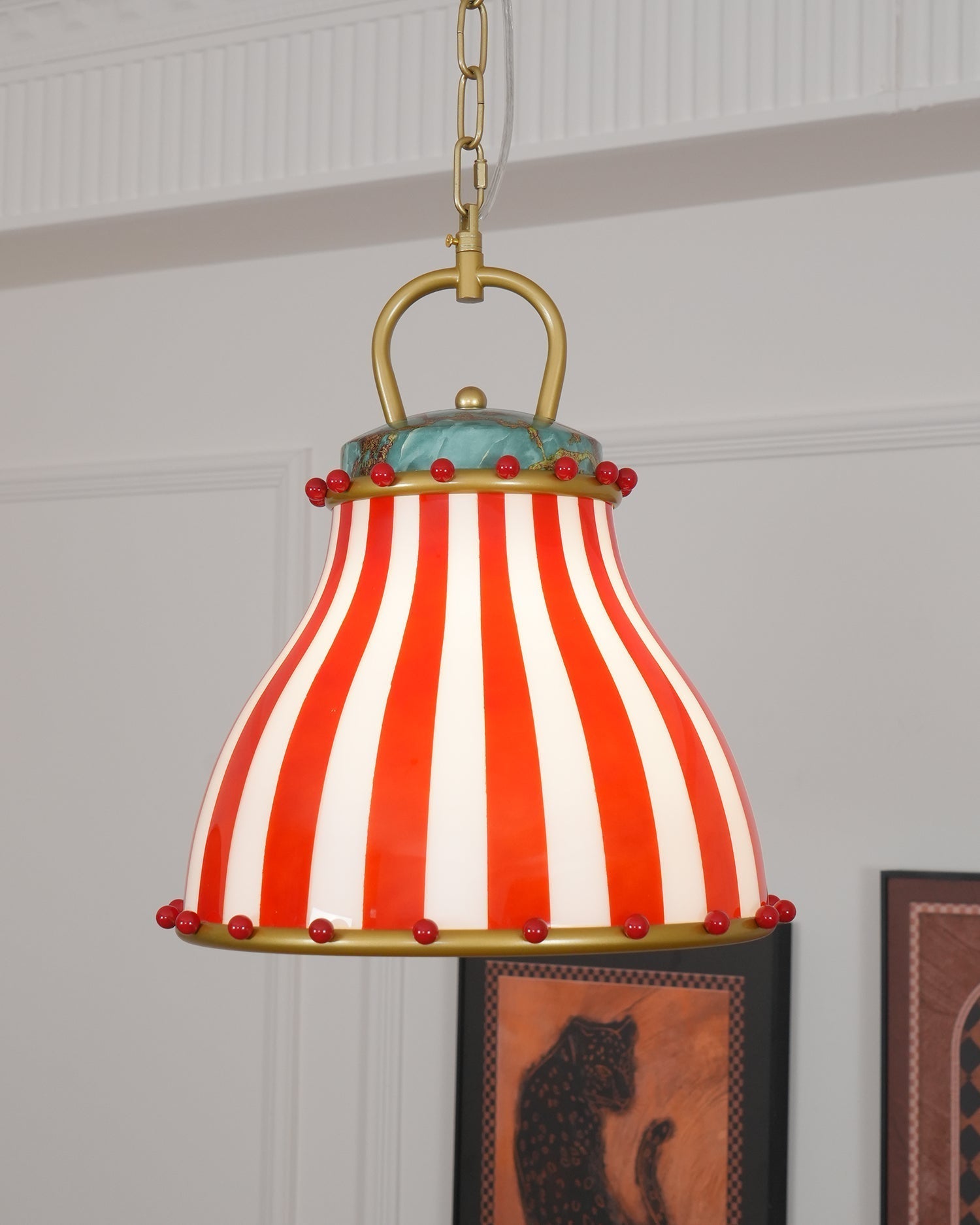 Red and white stripes Glass Pendant Lamp