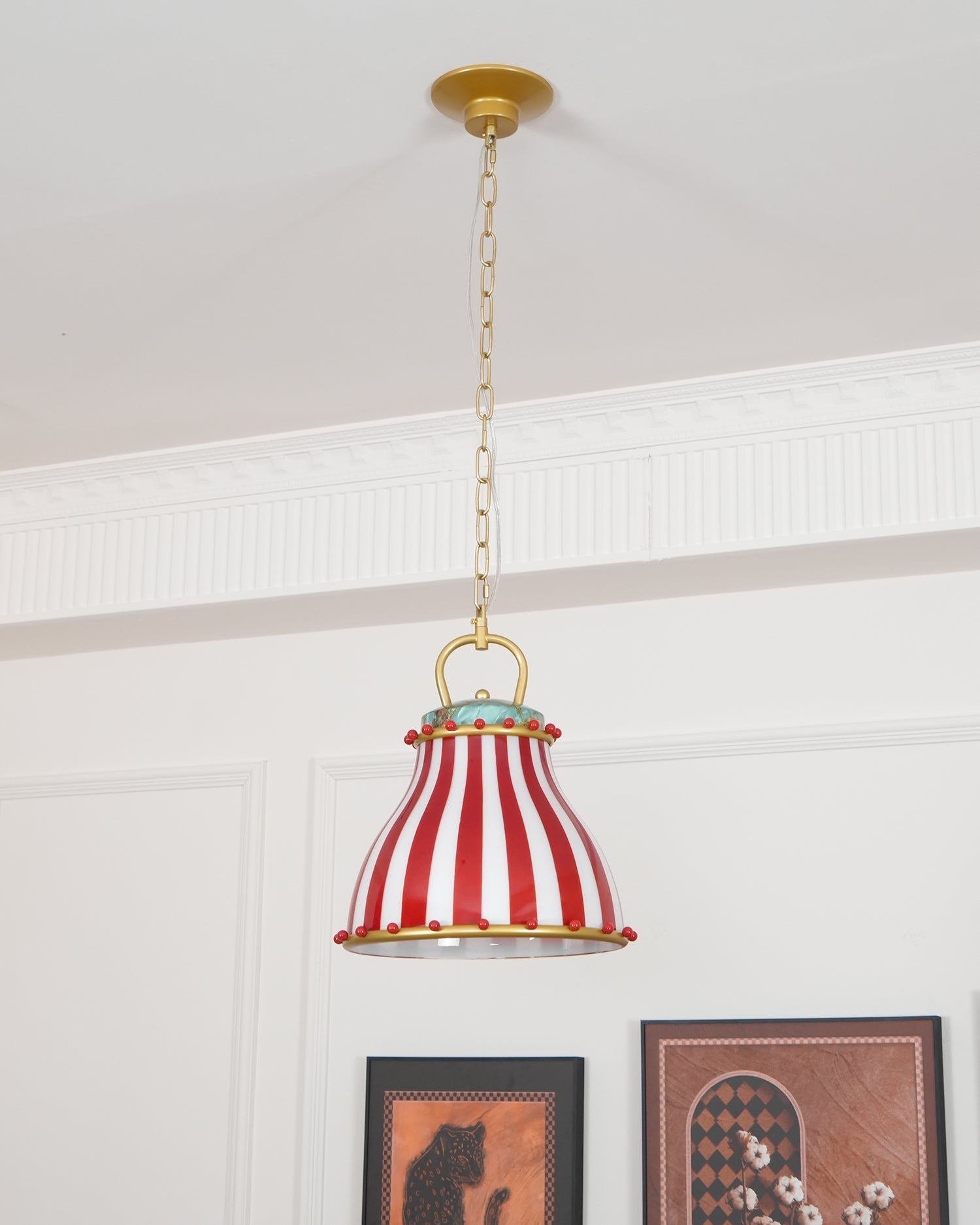 Red and white stripes Glass Pendant Lamp