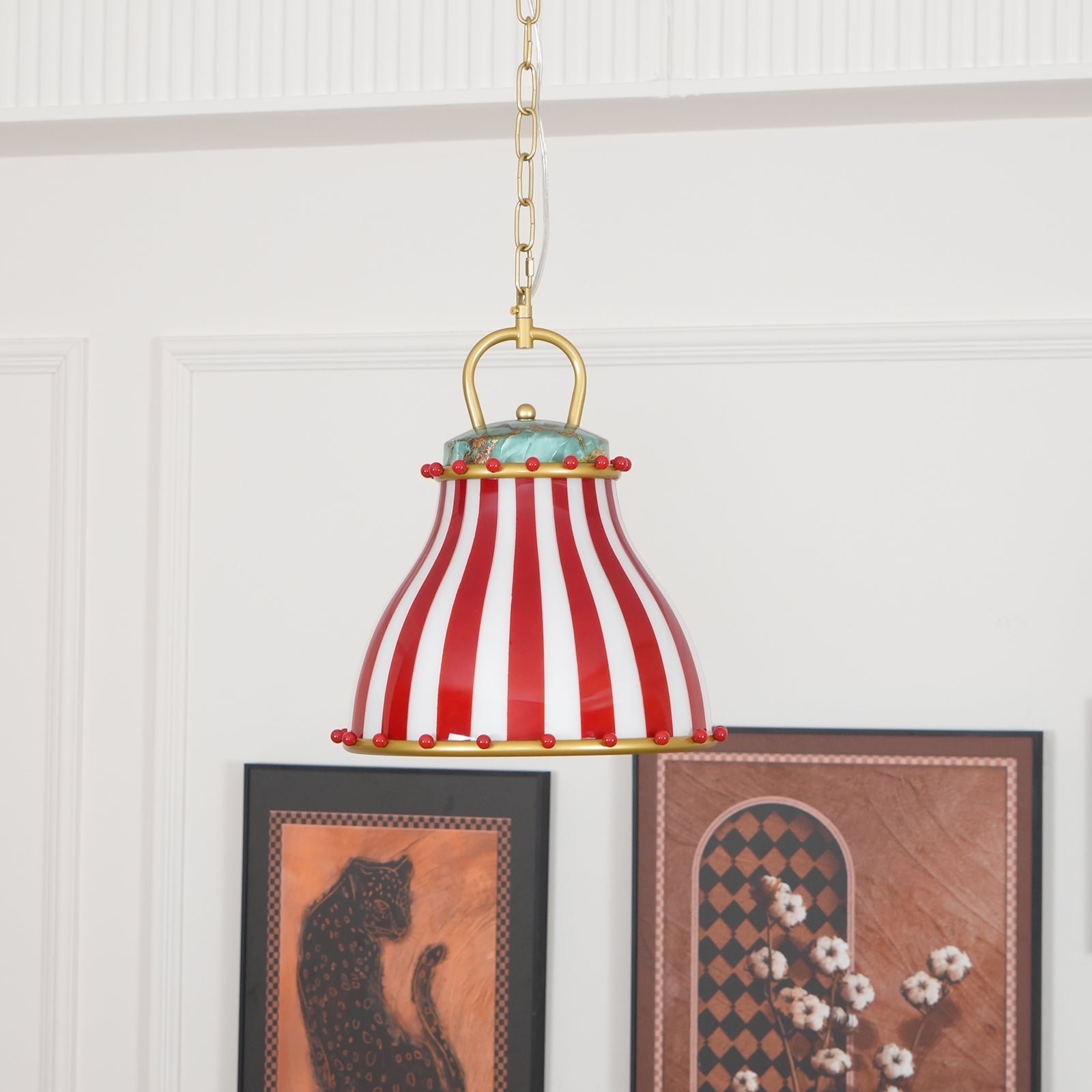 Red and white stripes Glass Pendant Lamp