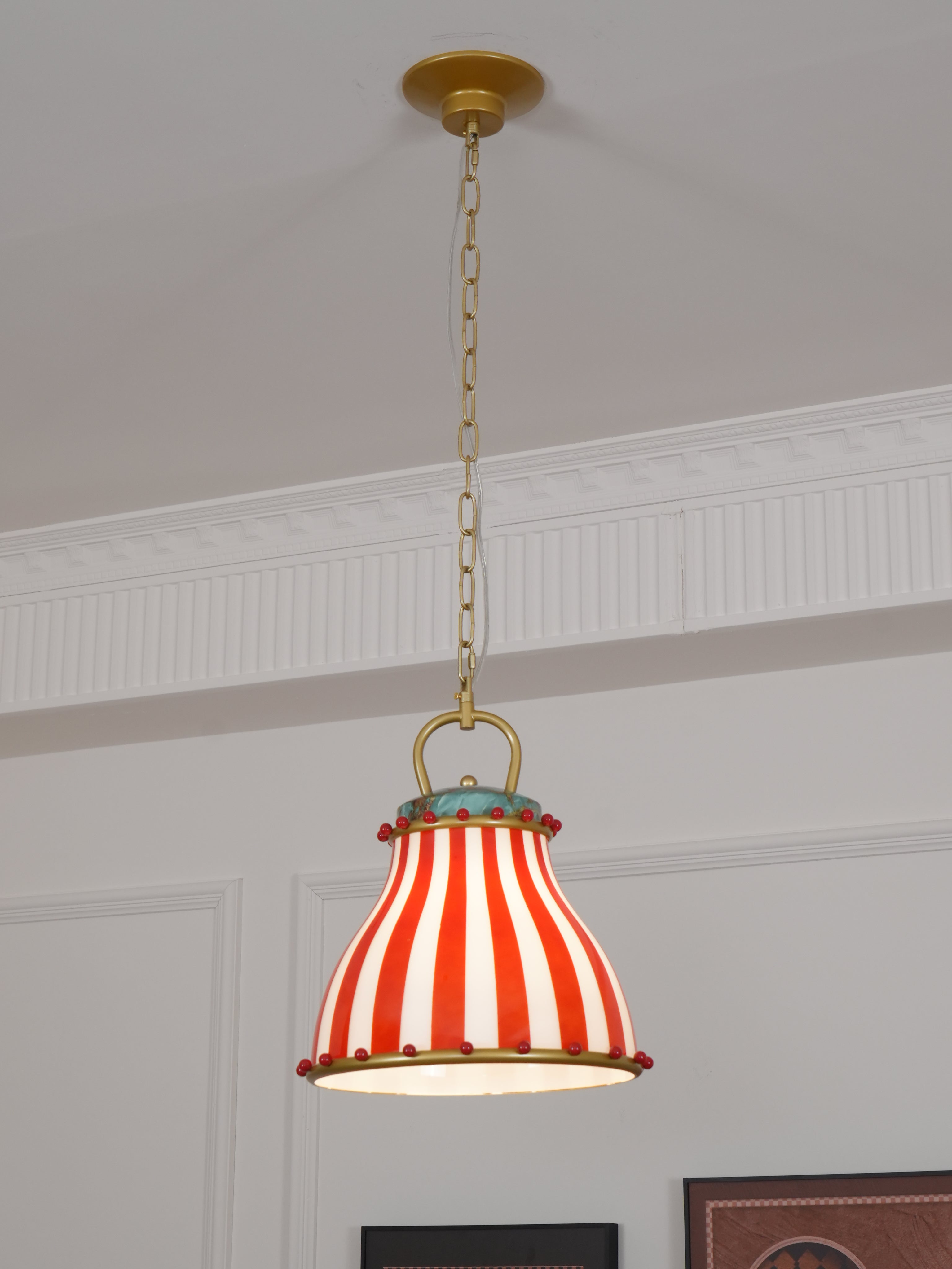 Red and white stripes Glass Pendant Lamp