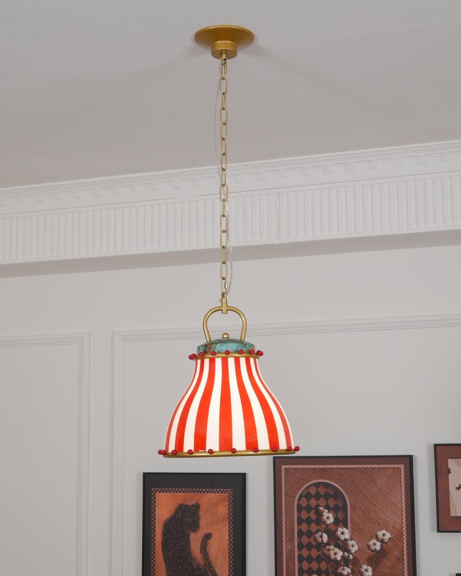 Red and white stripes Glass Pendant Lamp
