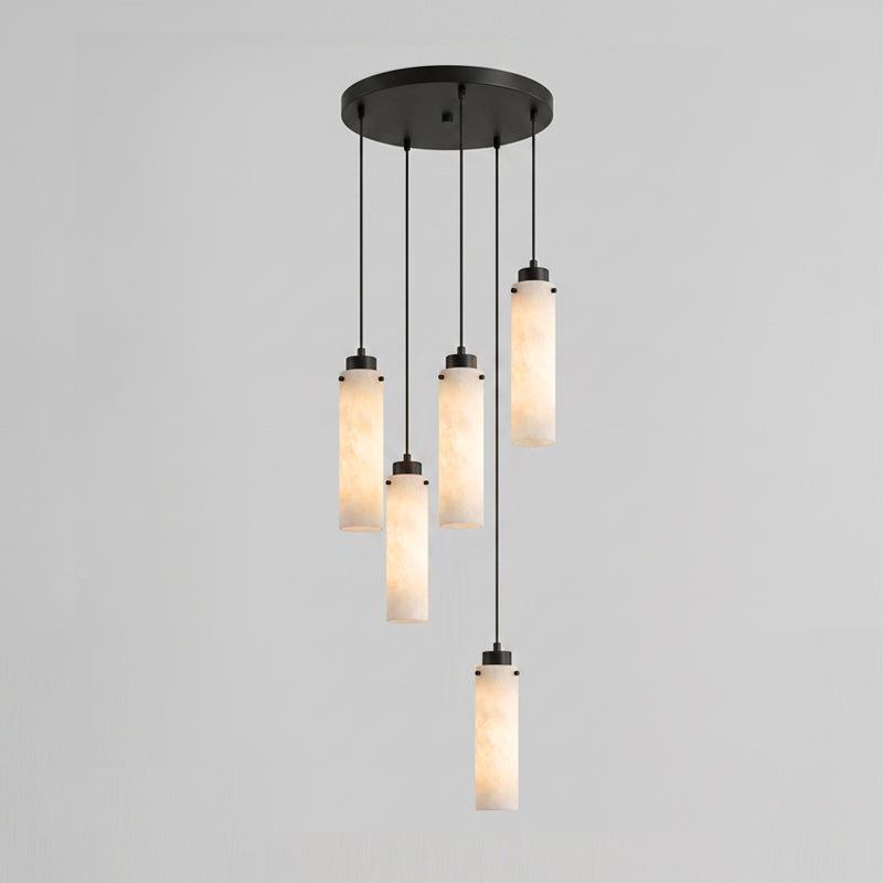 A 7-head configuration of the Cirio Alabaster Chandelier.