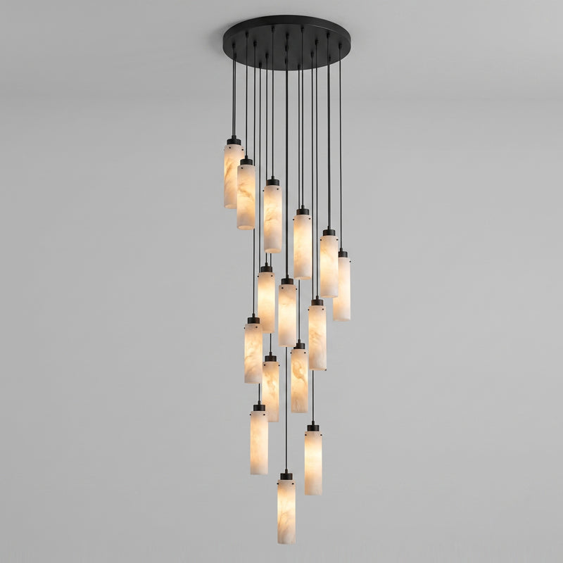 Diagram showing the dimensions for all available sizes of the chandelier.