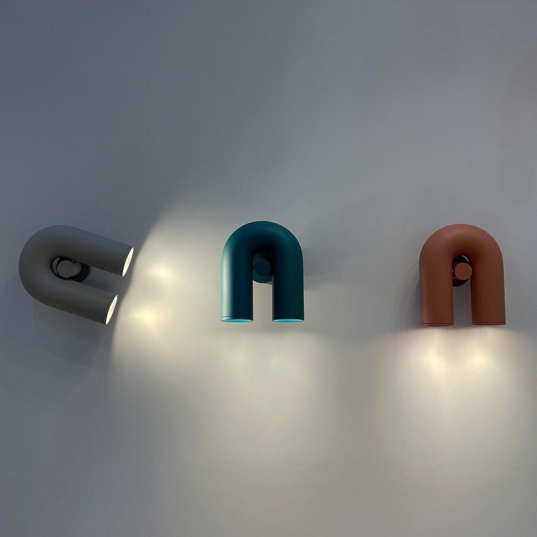 Arisha Wall Lamp U-shaped Design LED Metal, Black/Blue/Gray/Red, Bedroom - Neutral Decor
