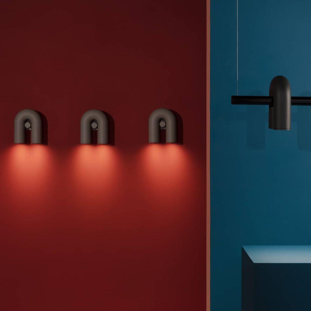 Arisha Wall Lamp U-shaped Design LED Metal, Black/Blue/Gray/Red, Bedroom - Neutral Decor