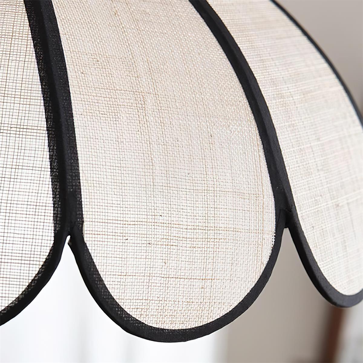 Pendant Lamp Scalloped Plant Fiber Shade Metal Frame Minimalist