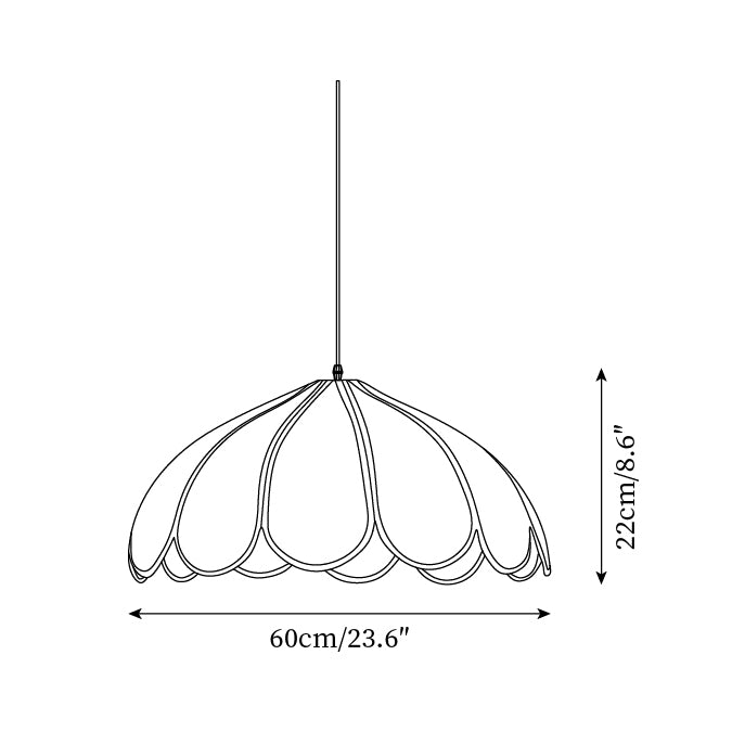 Pendant Lamp Scalloped Plant Fiber Shade Metal Frame Minimalist