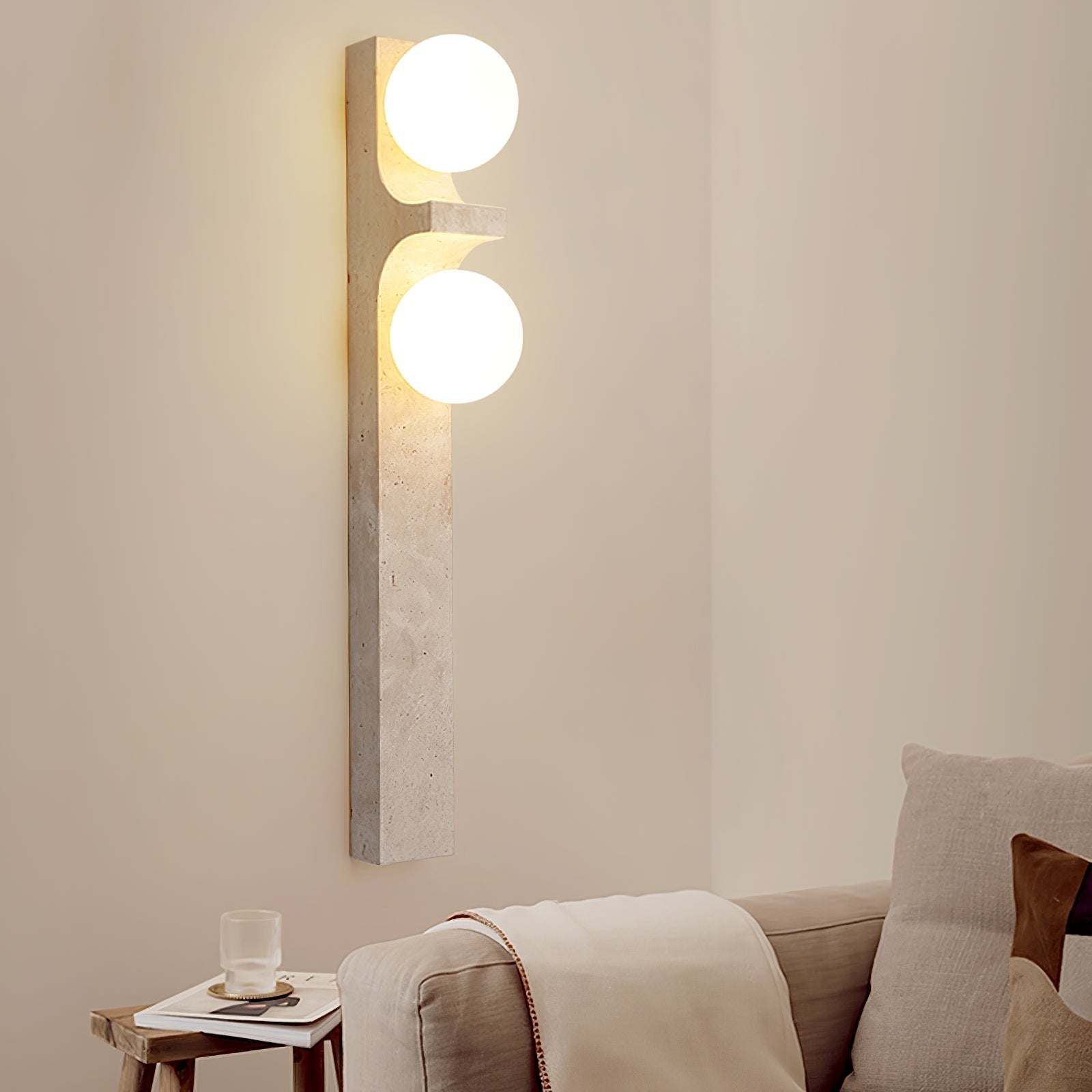 Umiren Travertine Wall Light-Neutral Decor