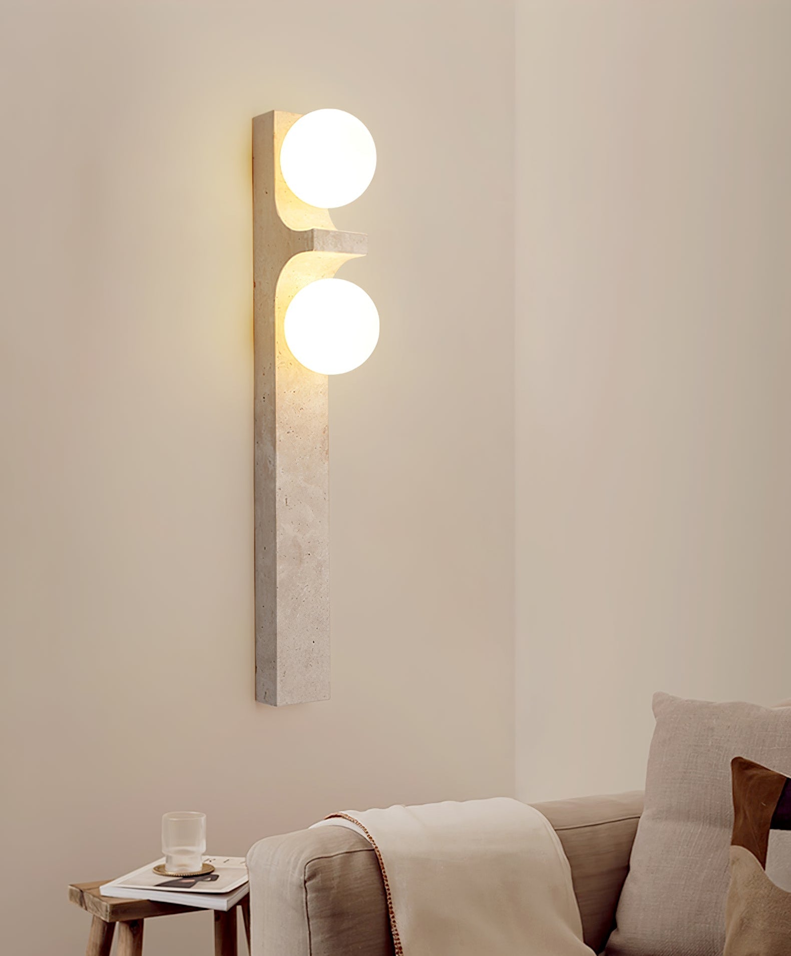 Umiren Travertine Wall Light-Neutral Decor