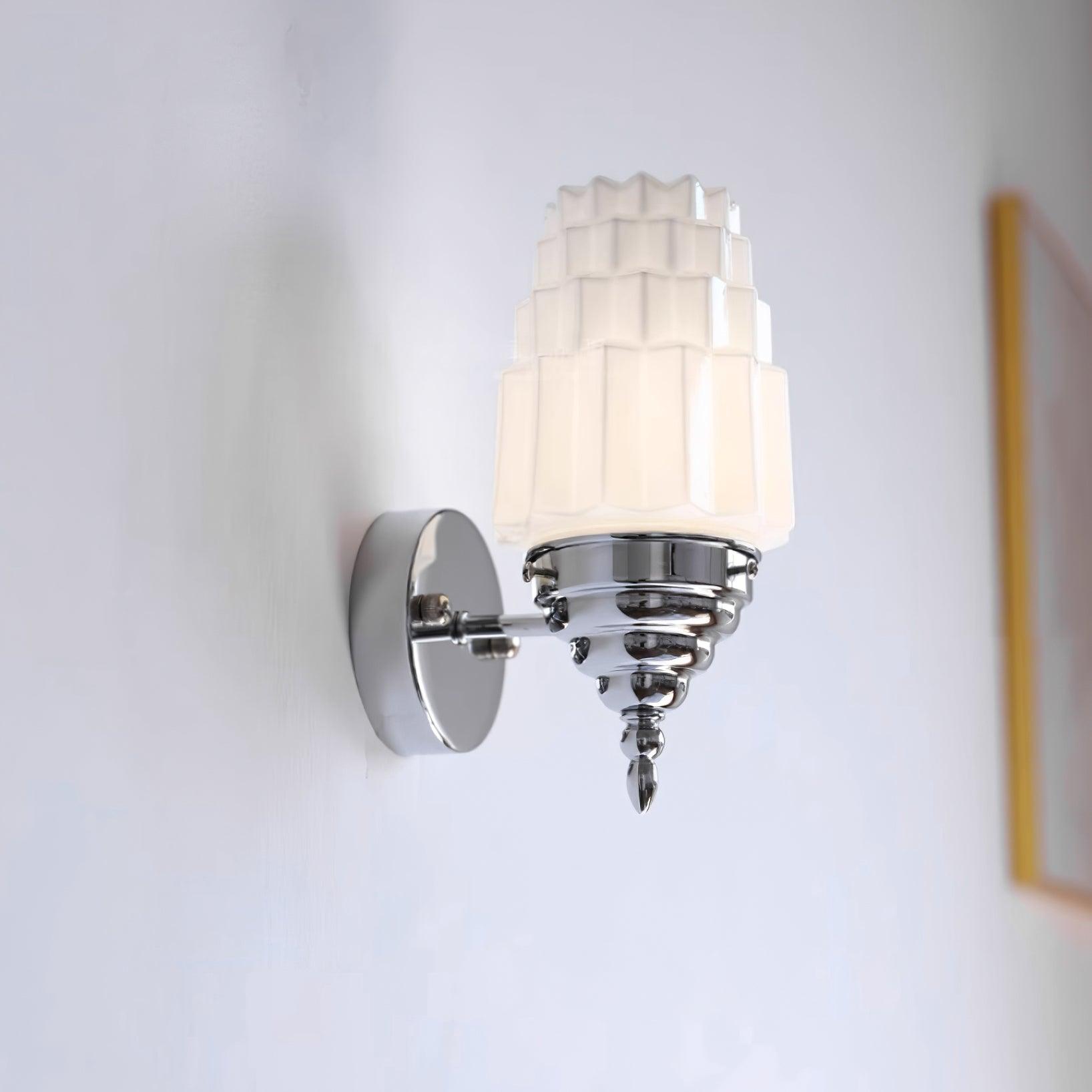 Wall Lamp Metal Body Glass Cylinder Shade Art Deco Bedroom
