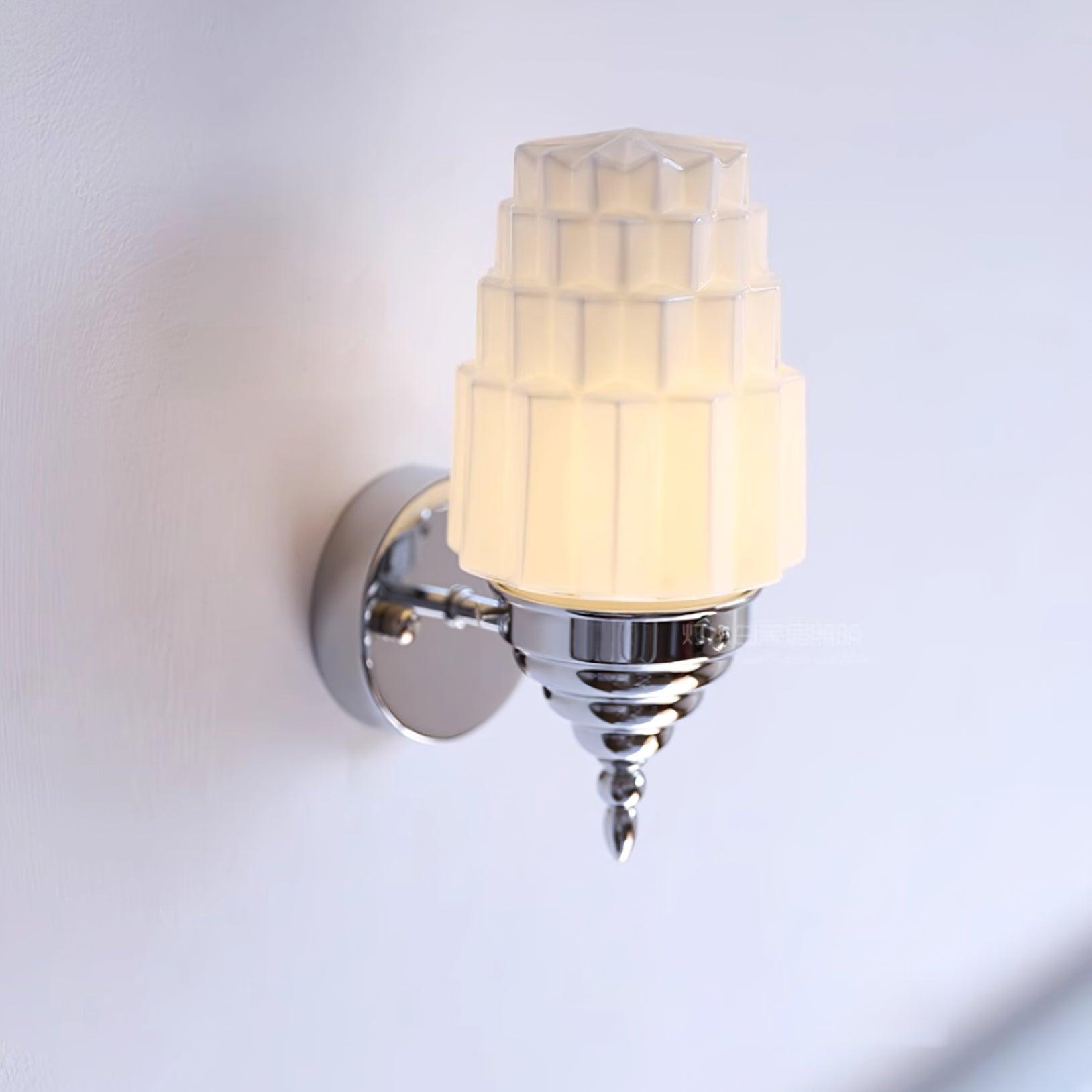 Wall Lamp Metal Body Glass Cylinder Shade Art Deco Bedroom