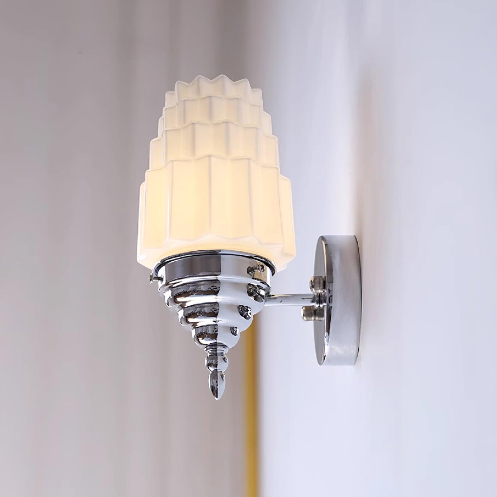 Wall Lamp Metal Body Glass Cylinder Shade Art Deco Bedroom