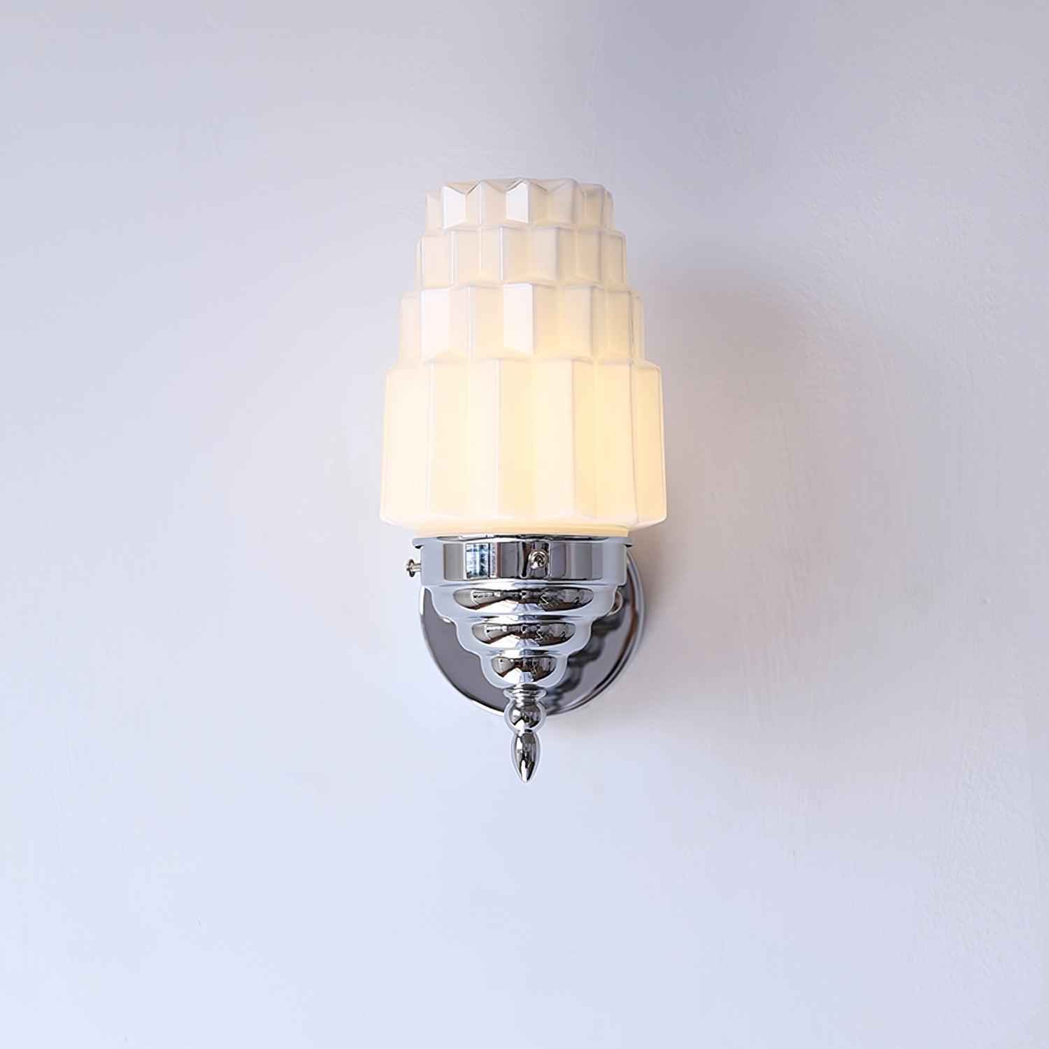 Wall Lamp Metal Body Glass Cylinder Shade Art Deco Bedroom