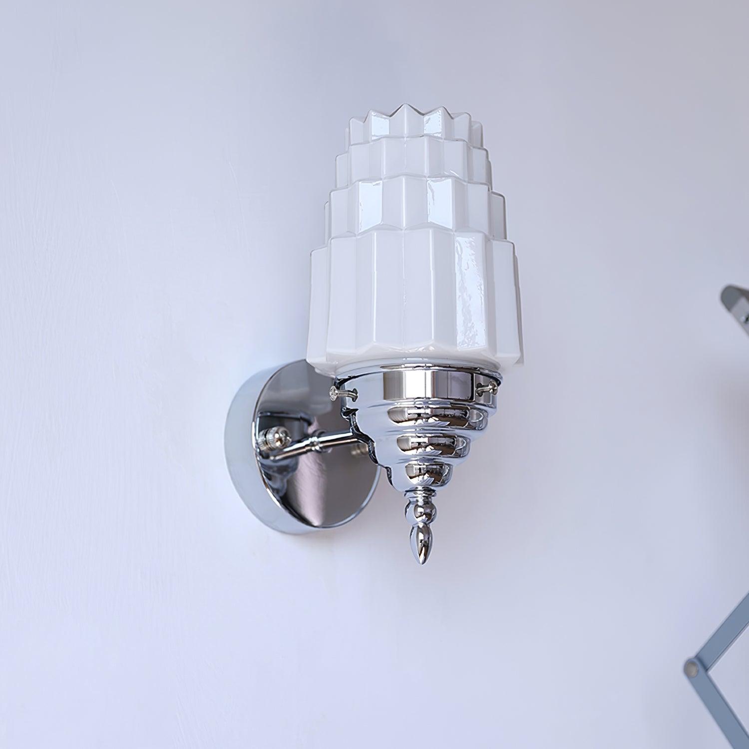 Wall Lamp Metal Body Glass Cylinder Shade Art Deco Bedroom