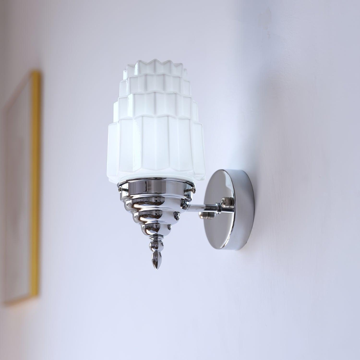 Wall Lamp Metal Body Glass Cylinder Shade Art Deco Bedroom